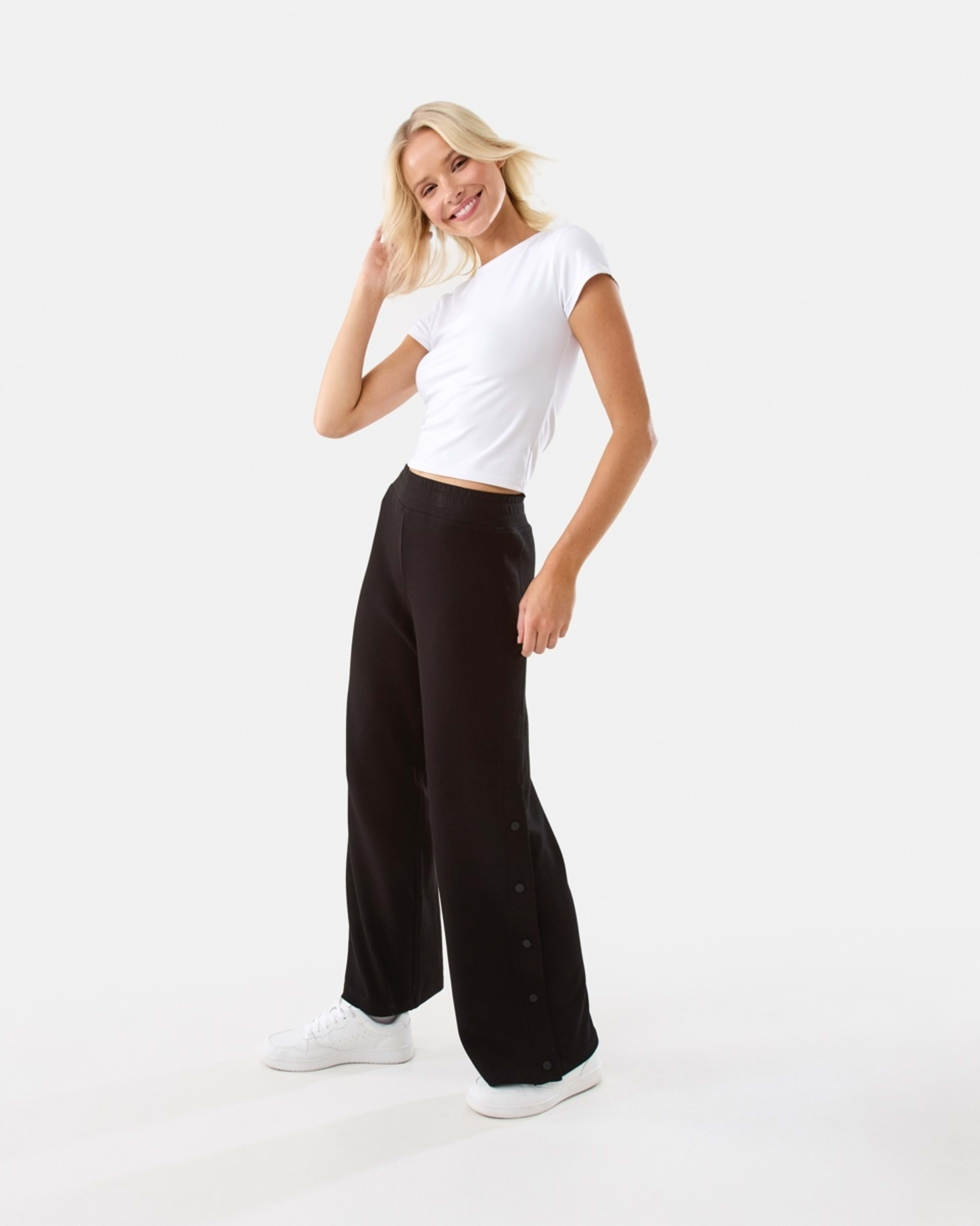 3 Active Womens Snap Trackpants Black, 3 of 7