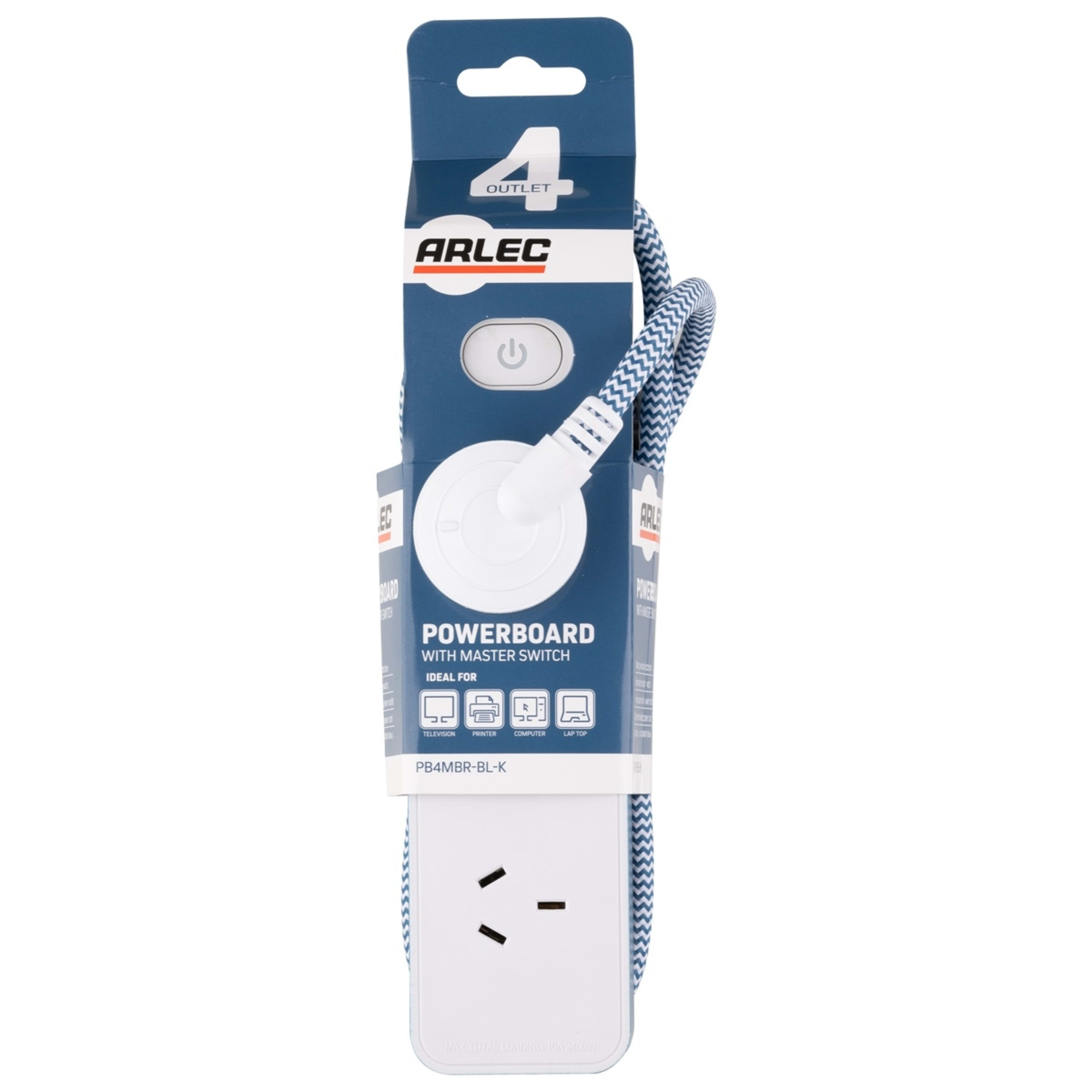 1 4 Outlet Arlec Powerboard with Master Switch