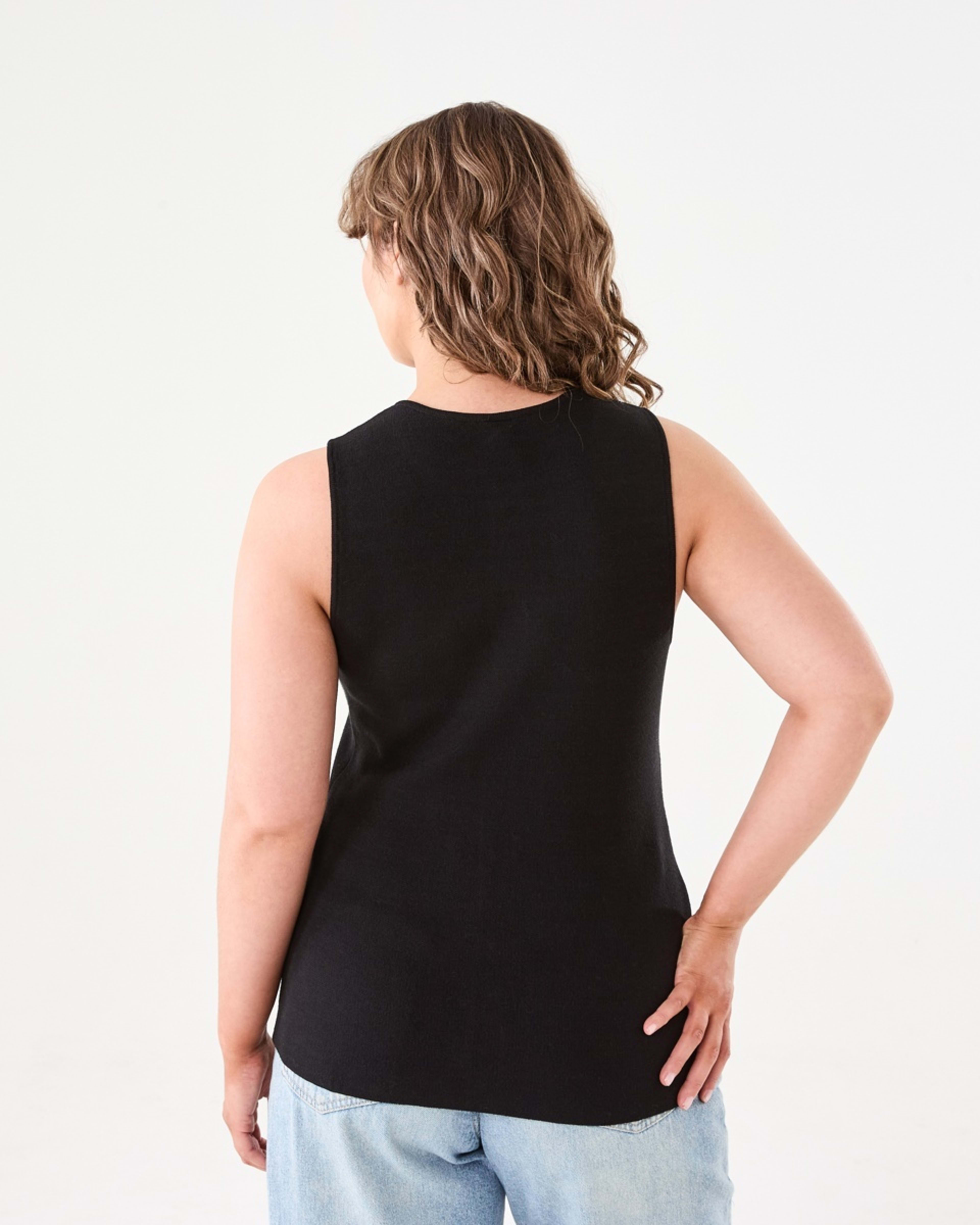 3 Sleeveless Fitted Vest BLACK, 3 of 5