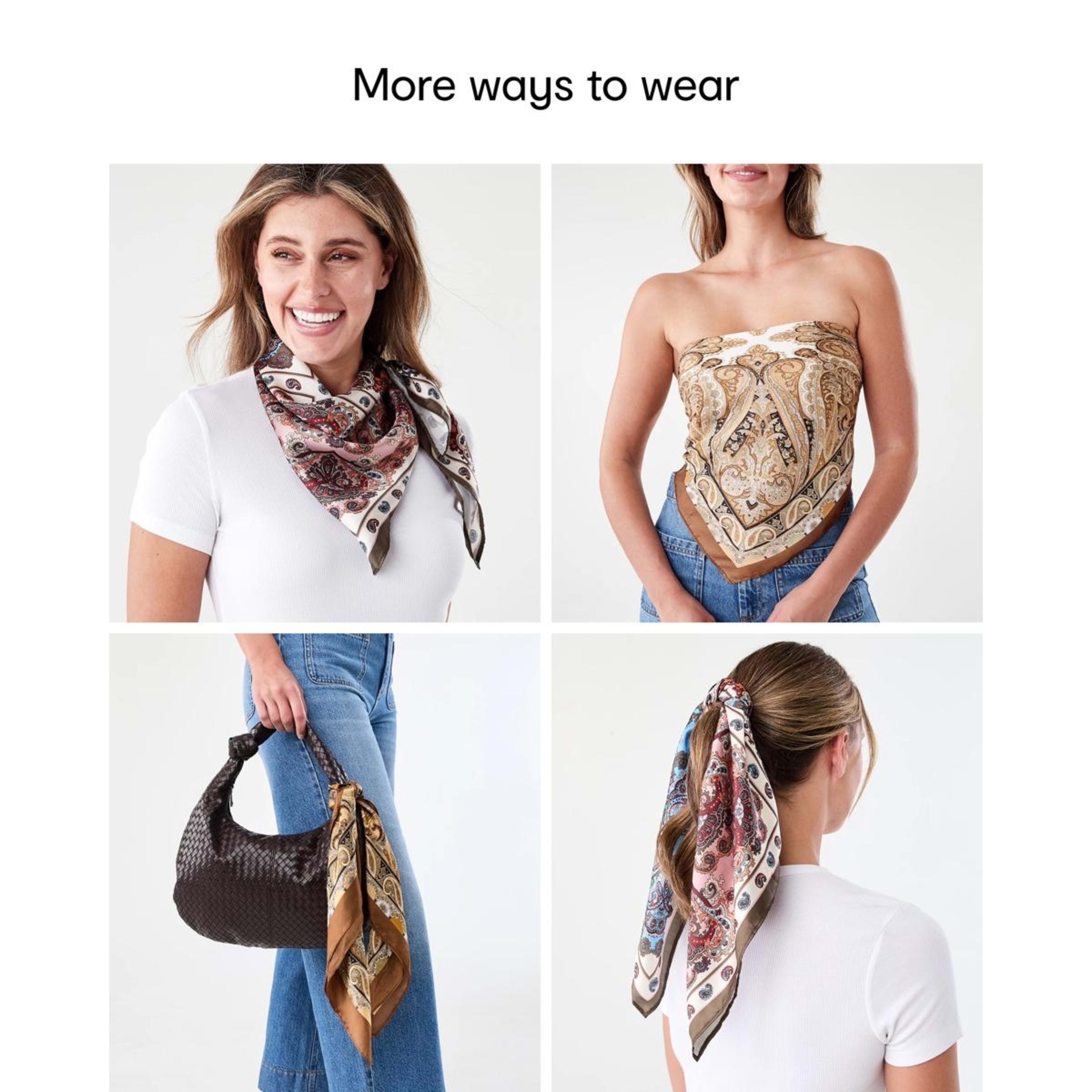 10 Ditsy Flower Print Hair Scarf - Brown, 10 of 10