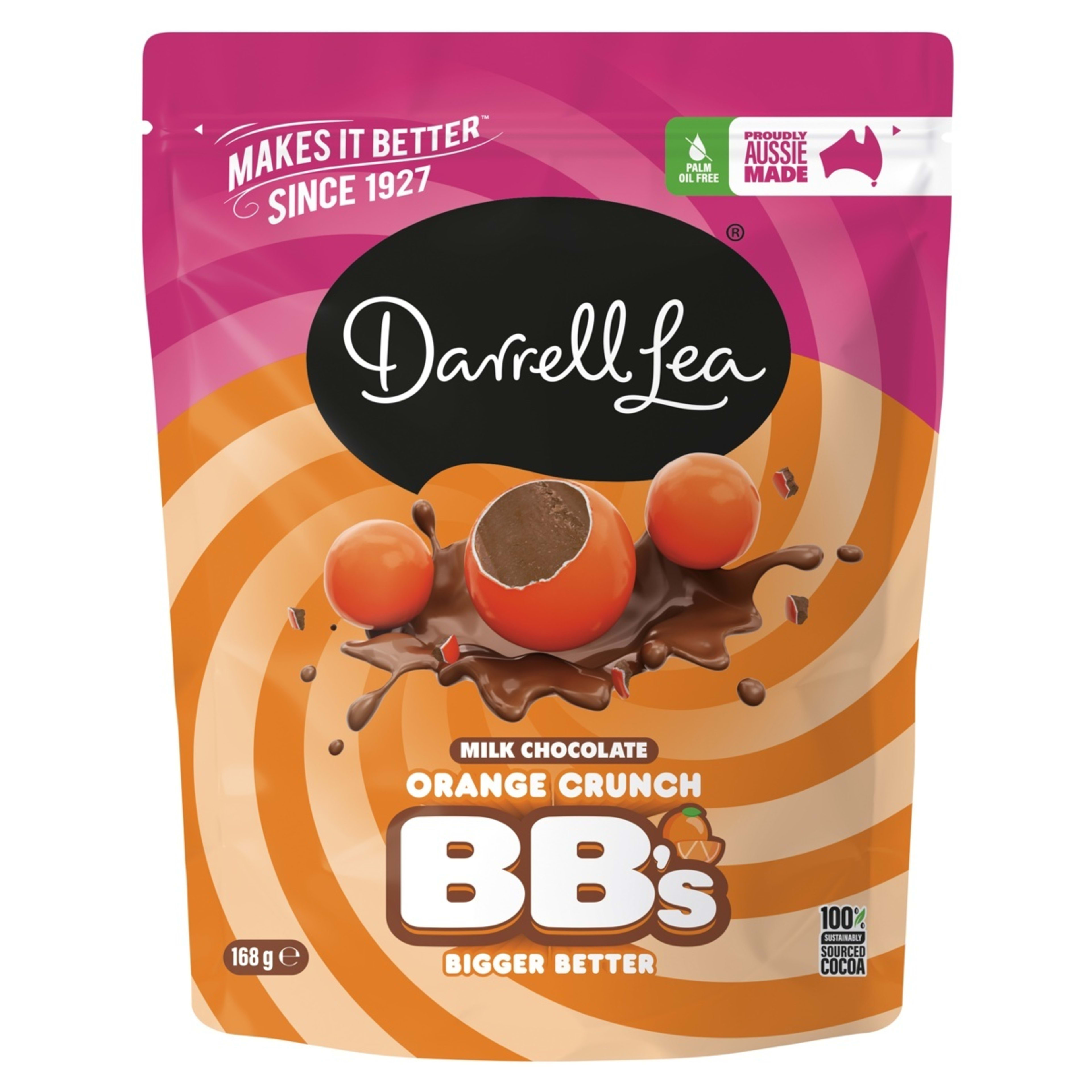 1 Darrell Lea Milk Chocolate Orange Crunch BB's 152g