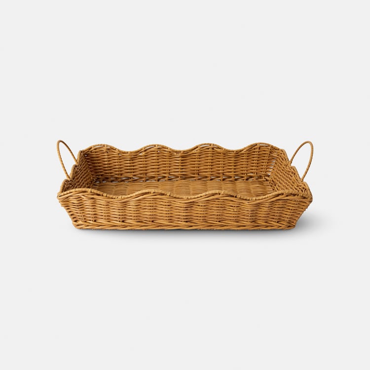 Wavy Edge Rattan Look Tray - Kmart