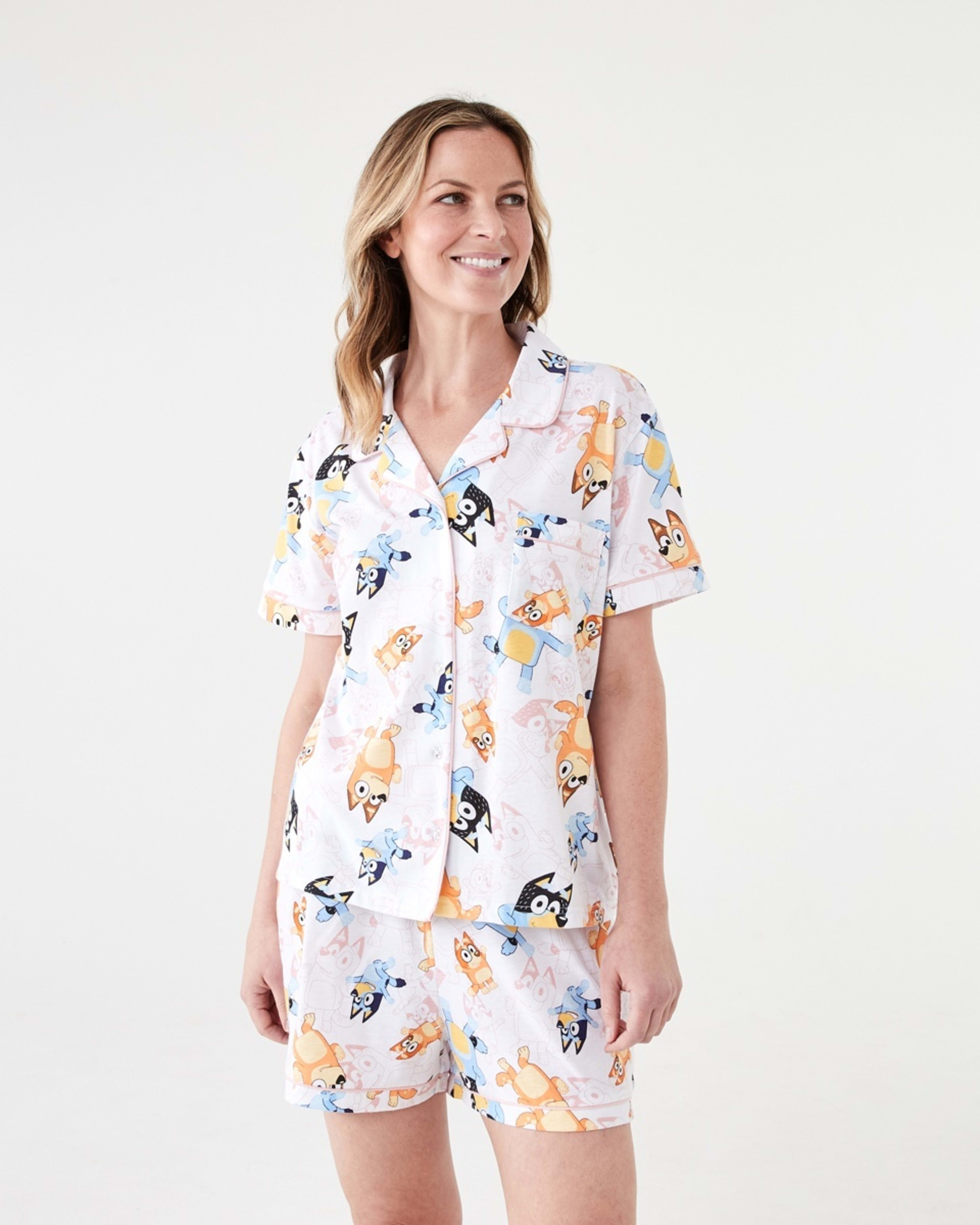 1 Bluey License Family Matching Short Sleeve Top and Shorts Comfort Pyjama Set BLUEY WHITE