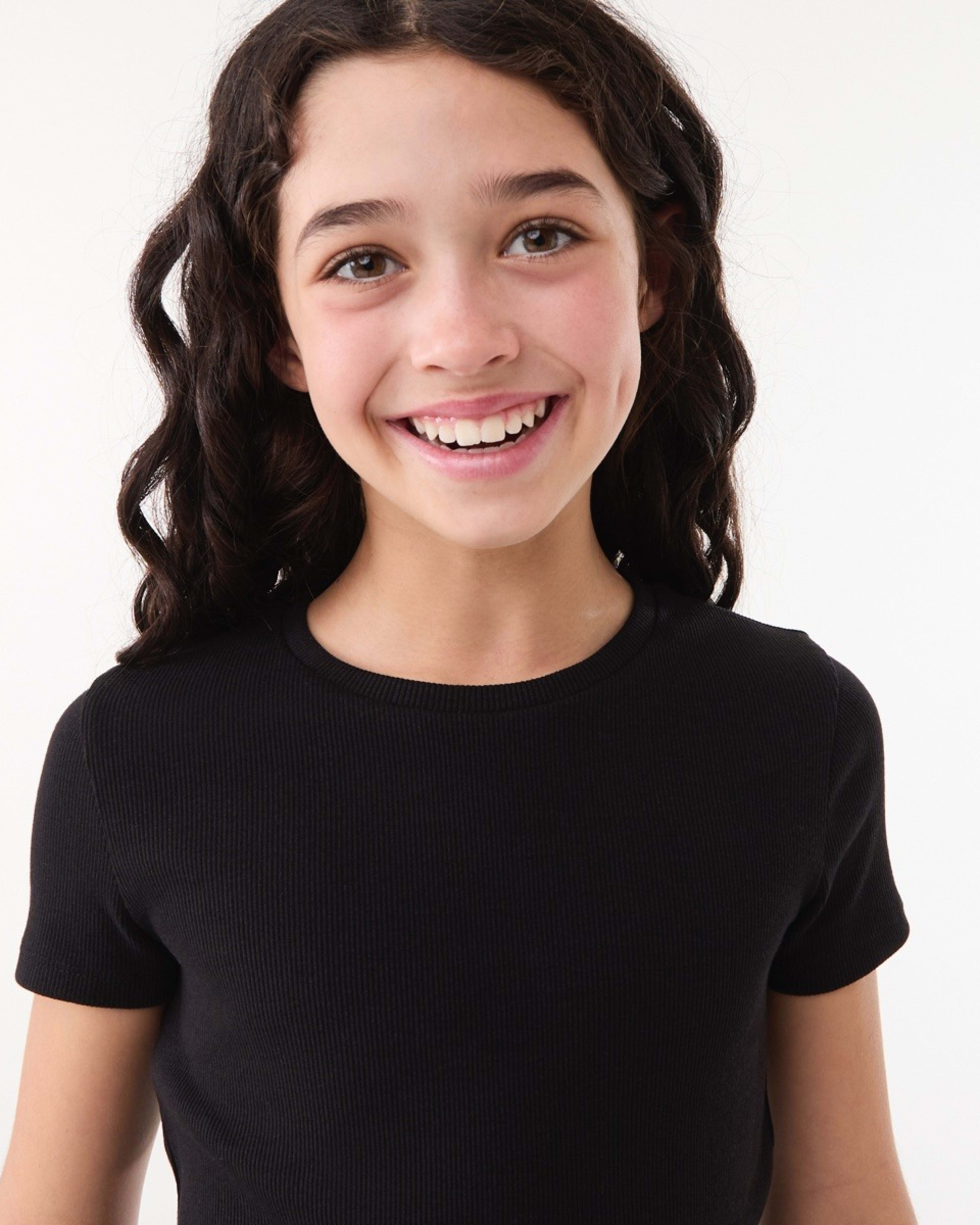 4 Short Sleeve Rib Top BLACK, 4 of 7