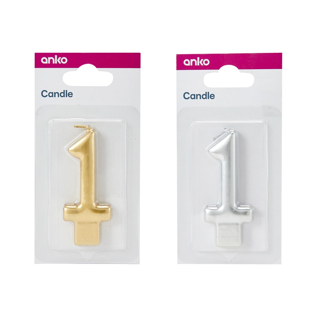 Metallic Candle Number 1 Assorted Kmart