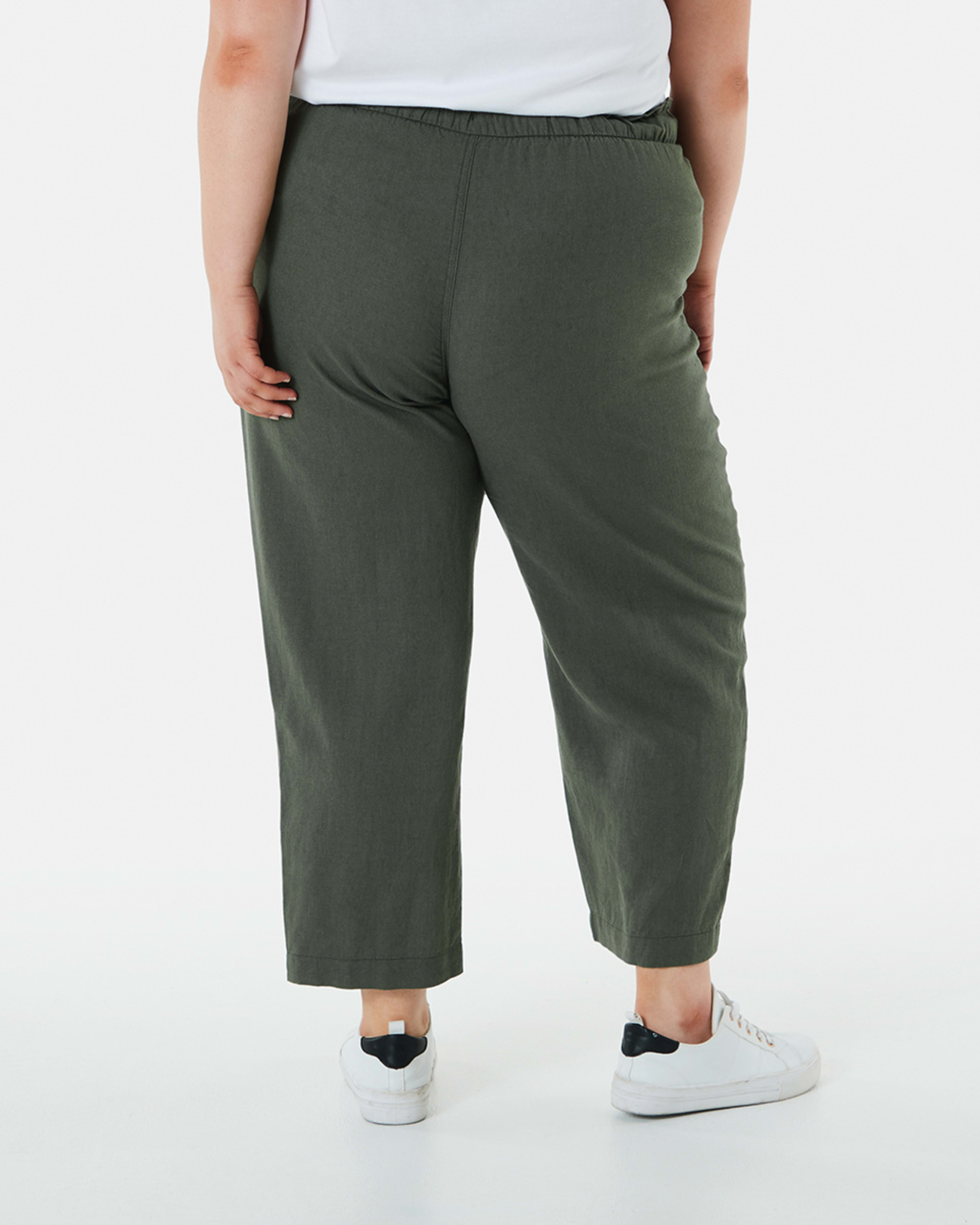 Curve Pull on Linen Blend Pants Kmart