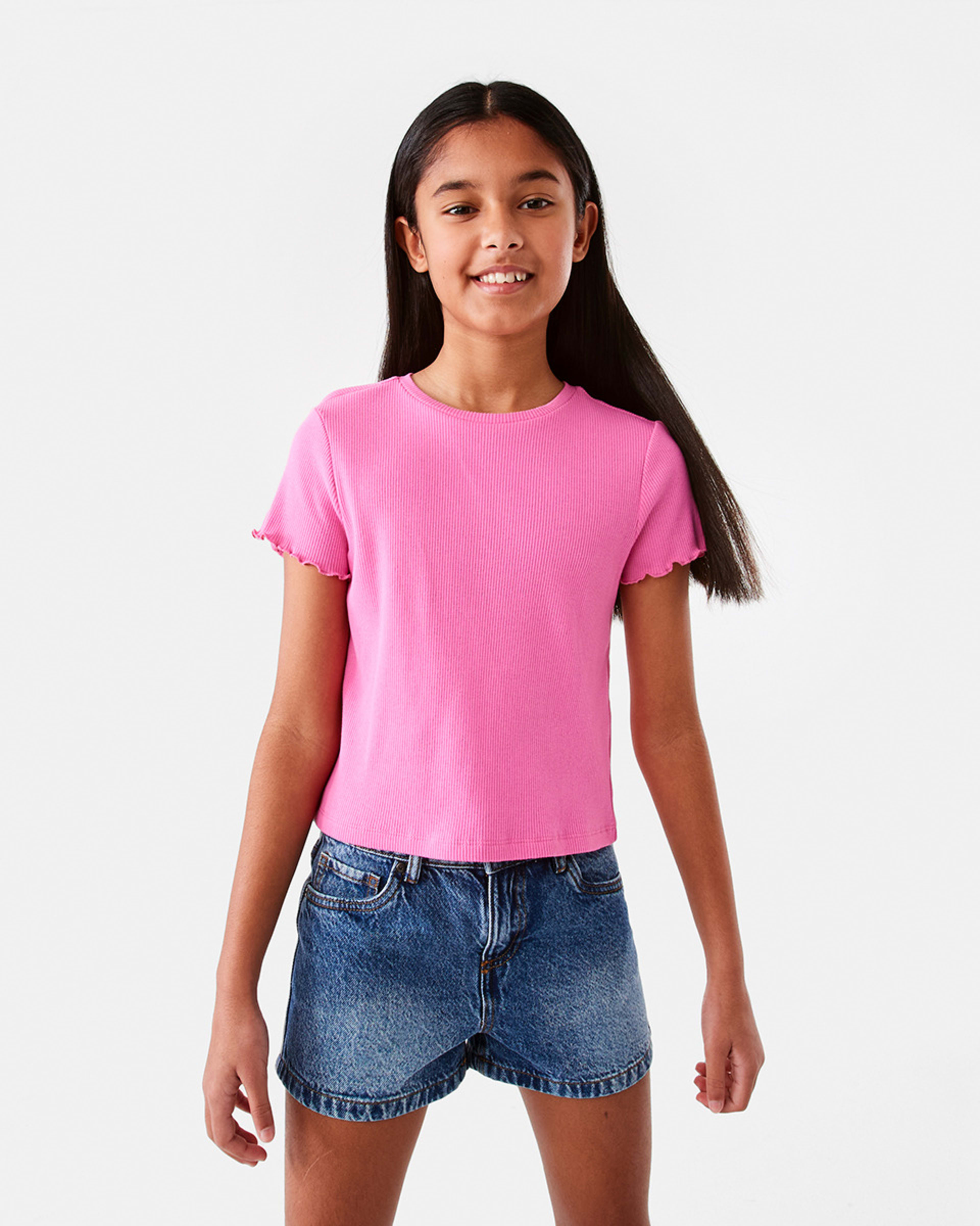 1 Short Sleeve Rib Top Azalea Pnk, 1 of 10