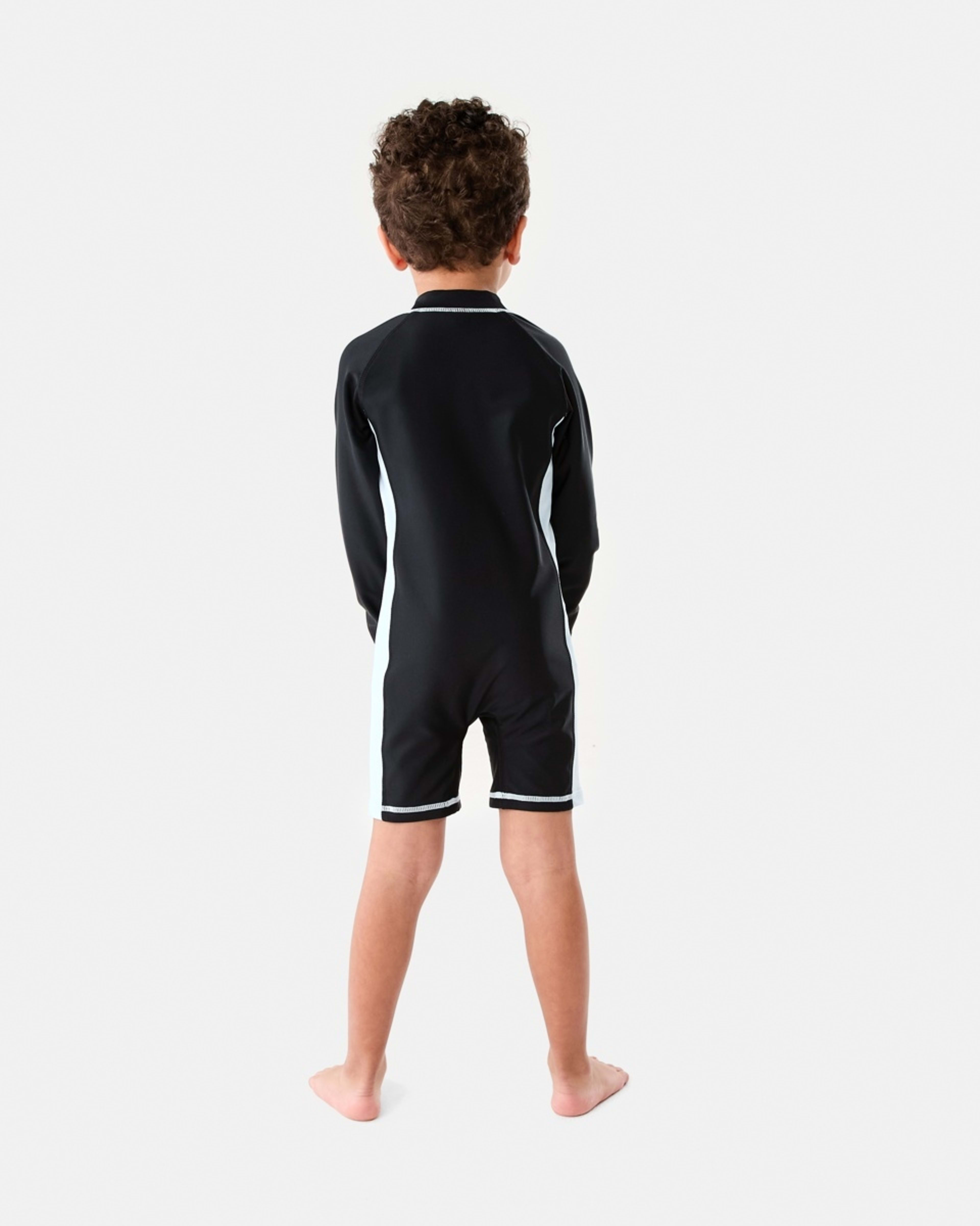 8 Long Sleeve Colour Block Swimsuit SUNSHINE SURF BLACK, 8 of 8