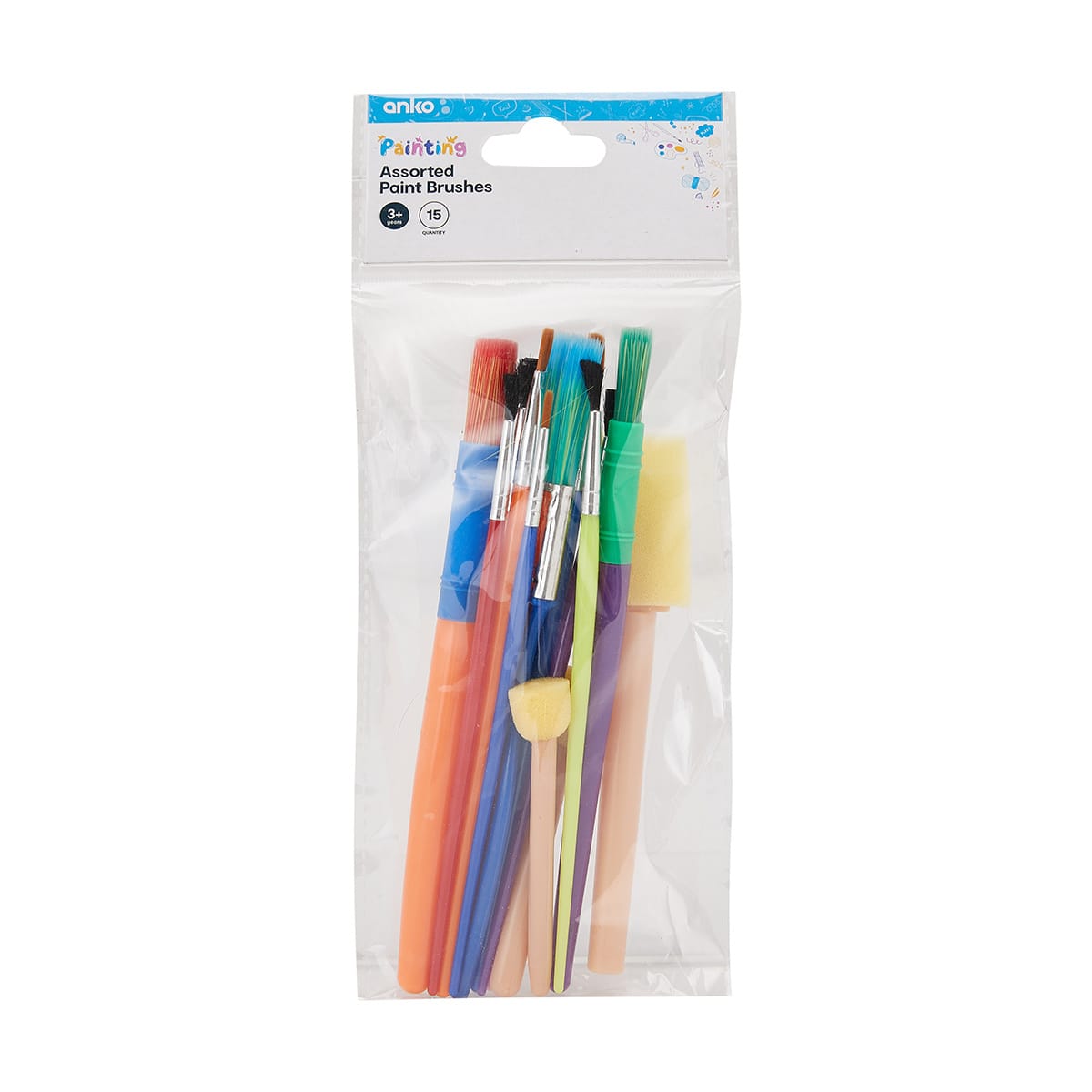 15 Pack Assorted Paint Brushes Kmart