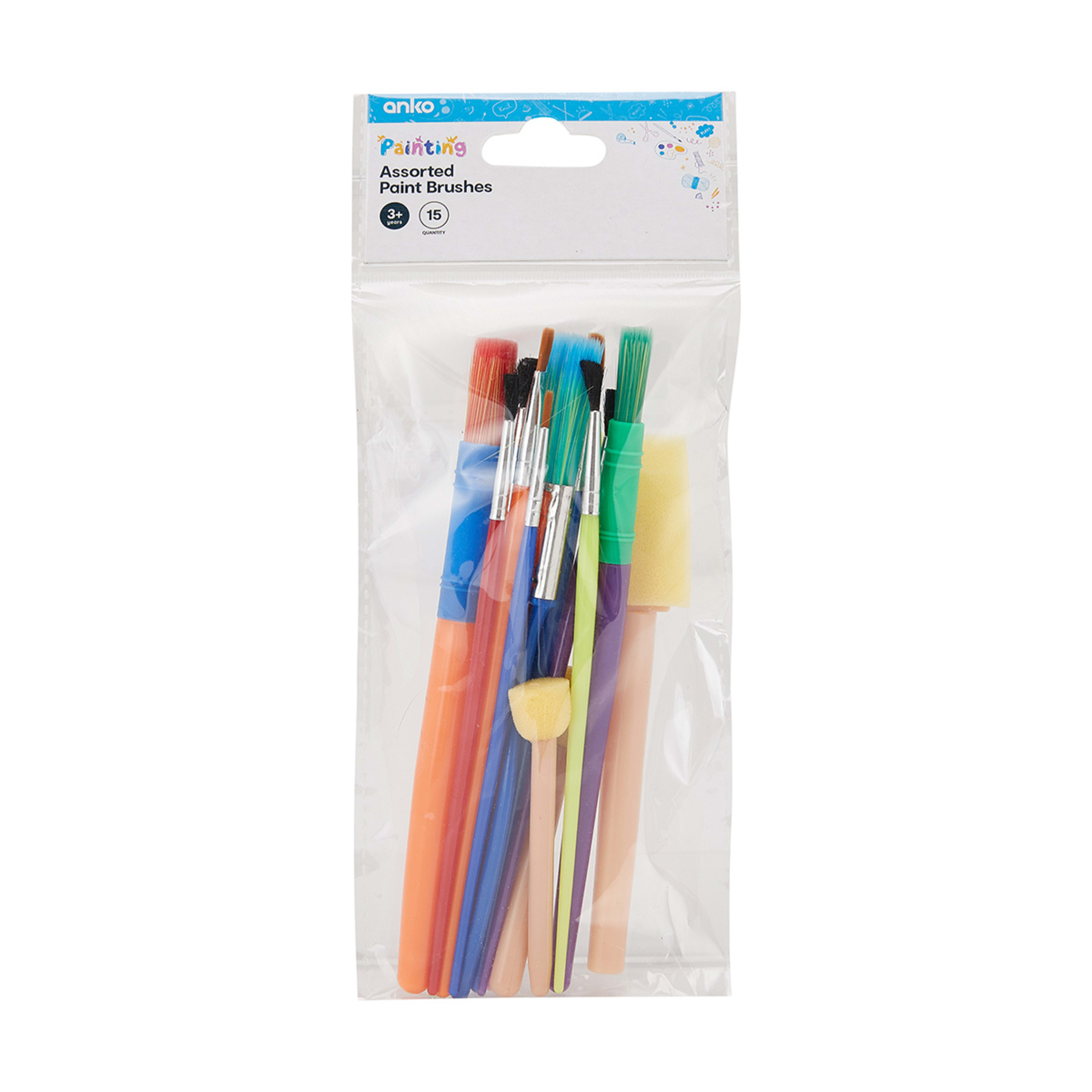 15 Pack Assorted Paint Brushes Kmart
