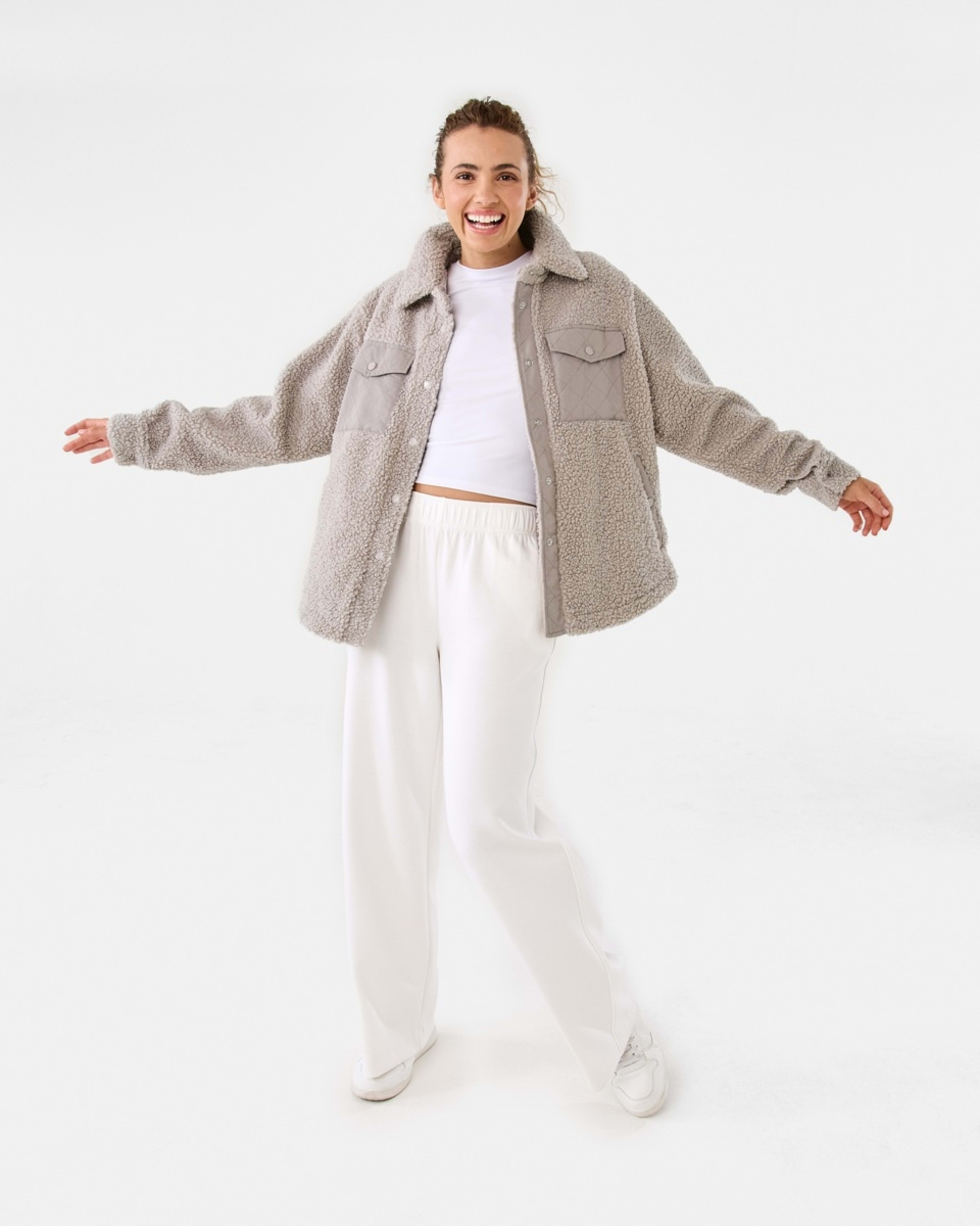 3 Active Womens Sherpa Jacket Porp Gry, 3 of 10