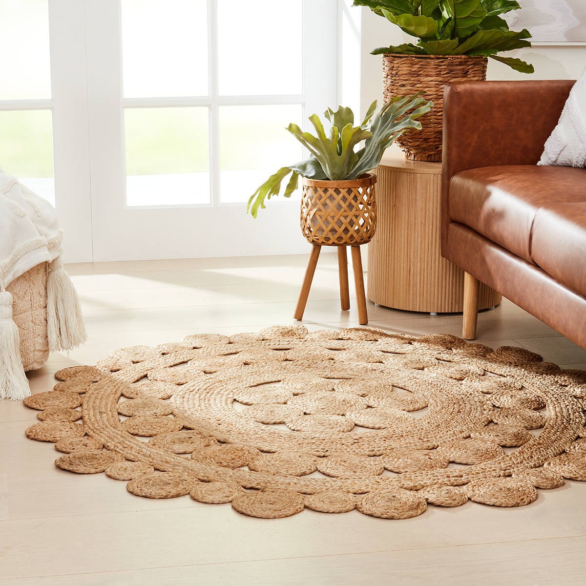 Round Cut Out Jute Rug 133cm Kmart