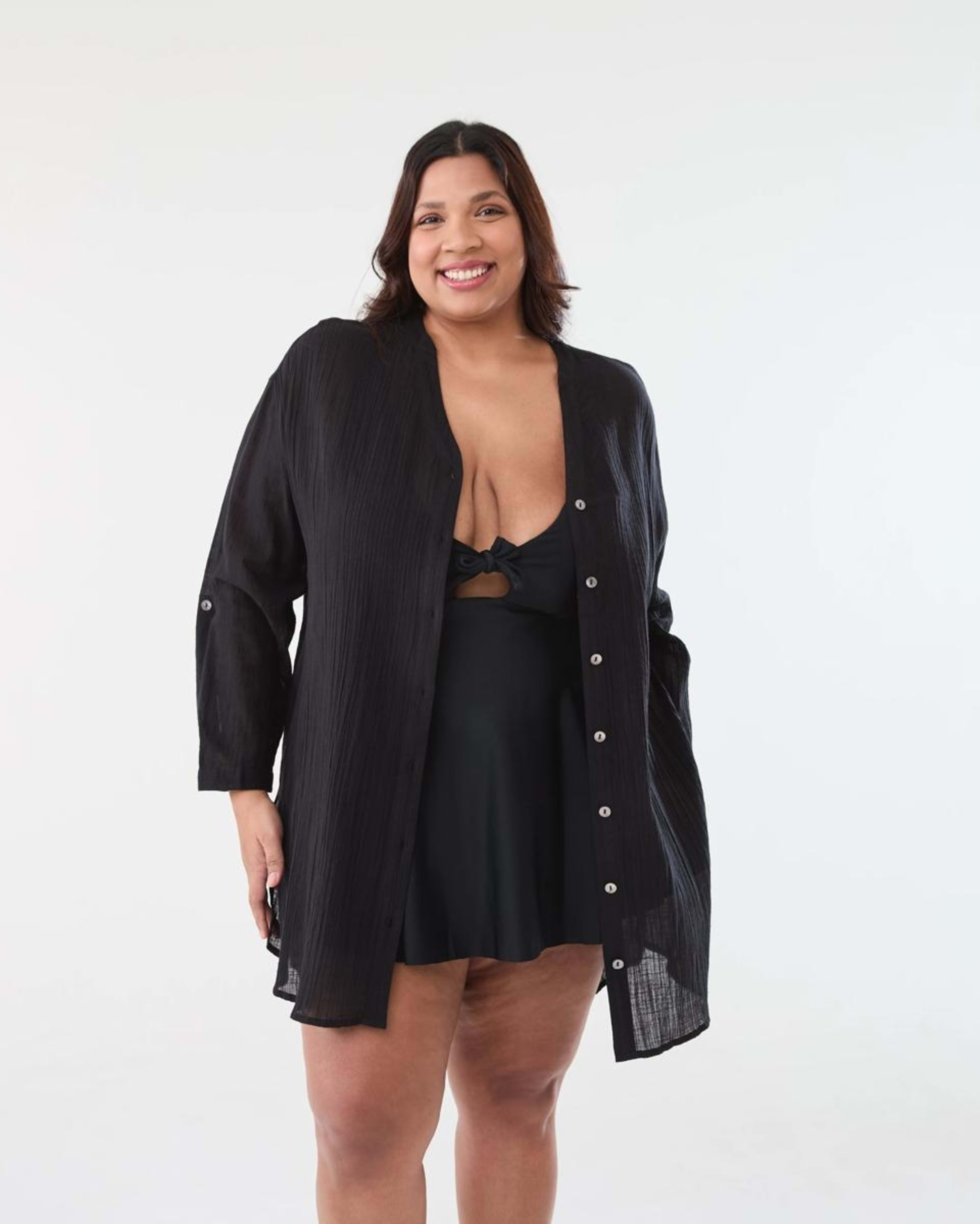 1 Curve Beach Kaftan BLACK, 1 of 9