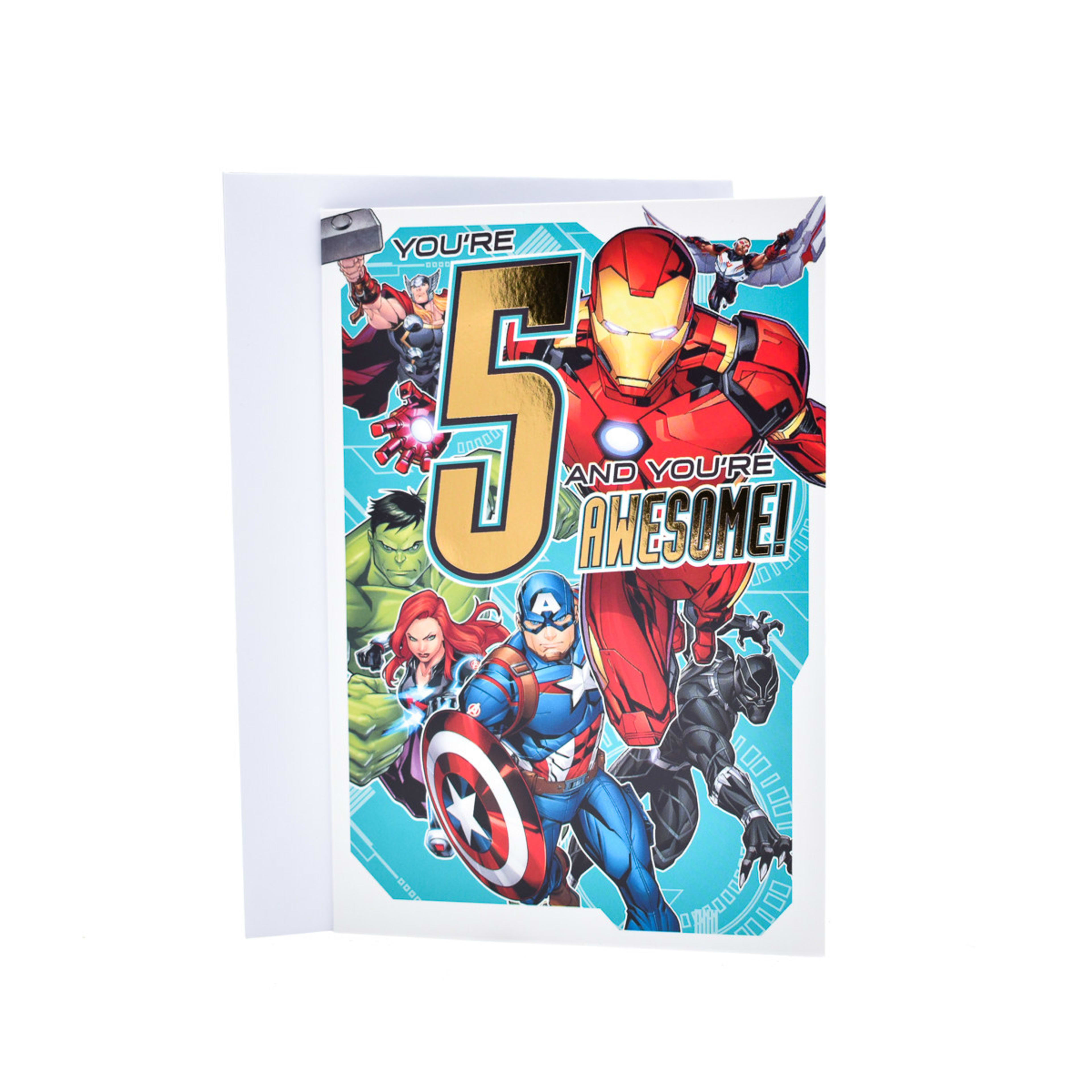 1 Hallmark Birthday Card - Age 5 Awesome Avengers