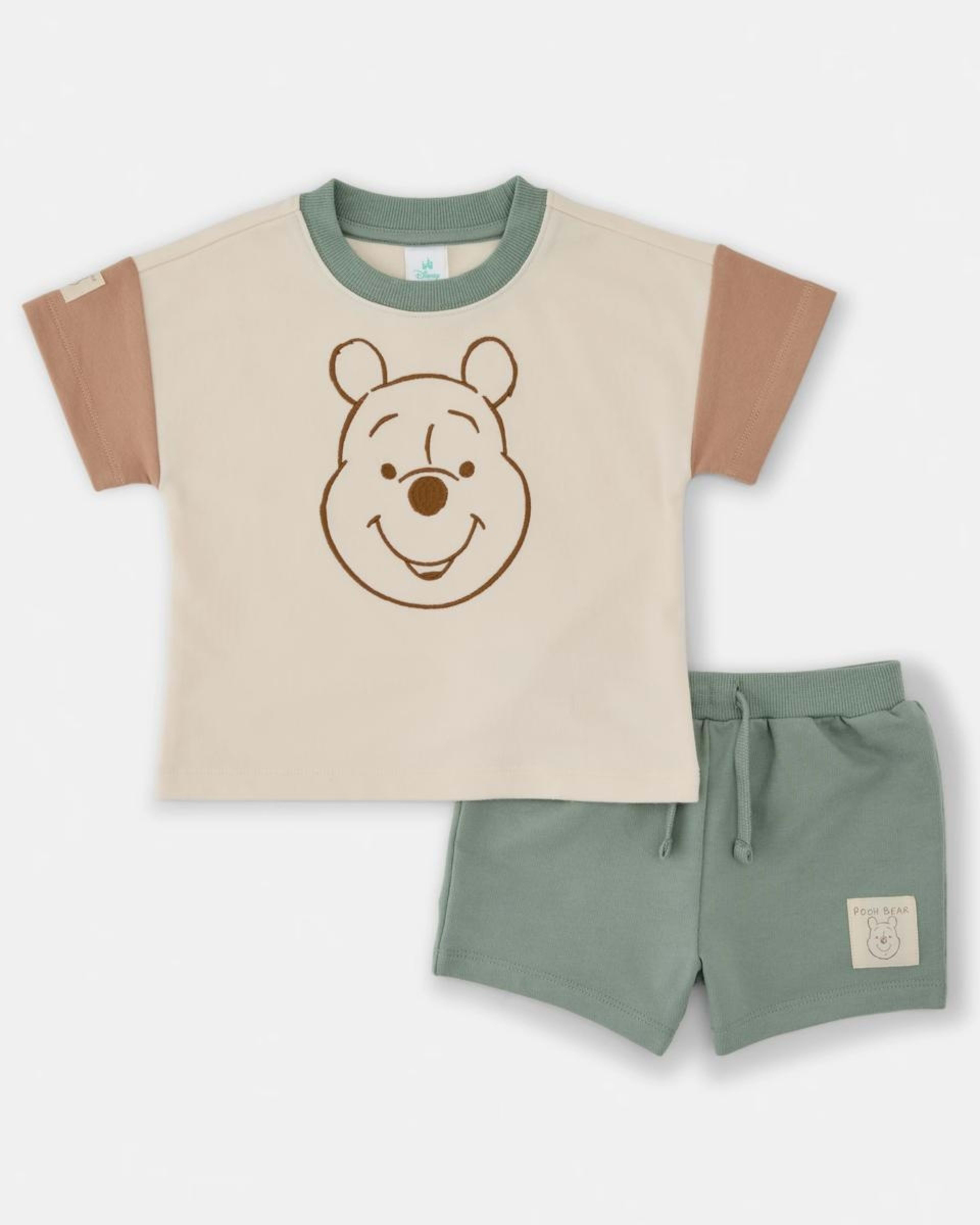 1 Winnie the Poo License Short Sleeve T-shirt and Shorts Set BEIGE WINNIE, 1 of 6