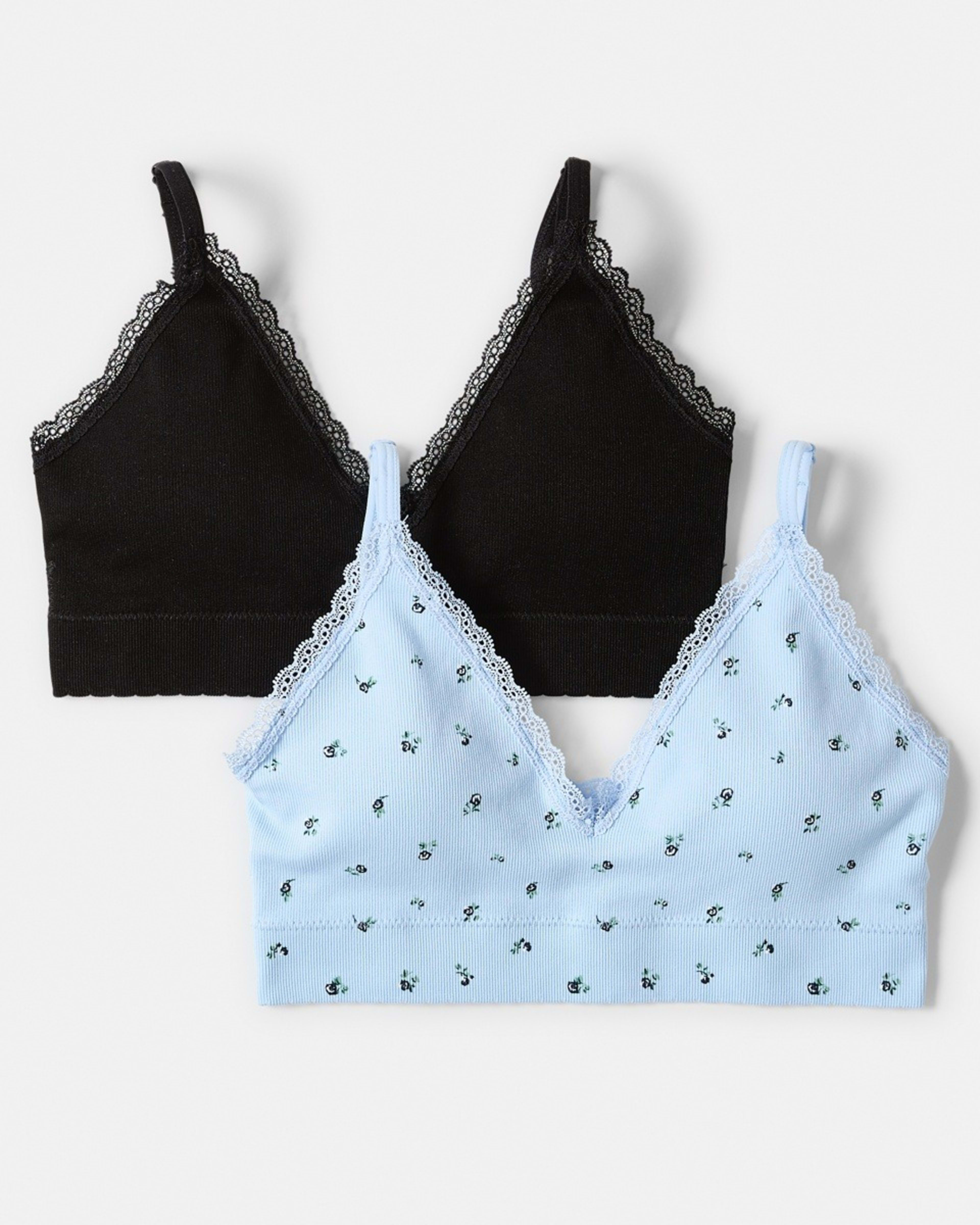 1 2 Pack Seamfree Rib Bralette Sm Ditsy D