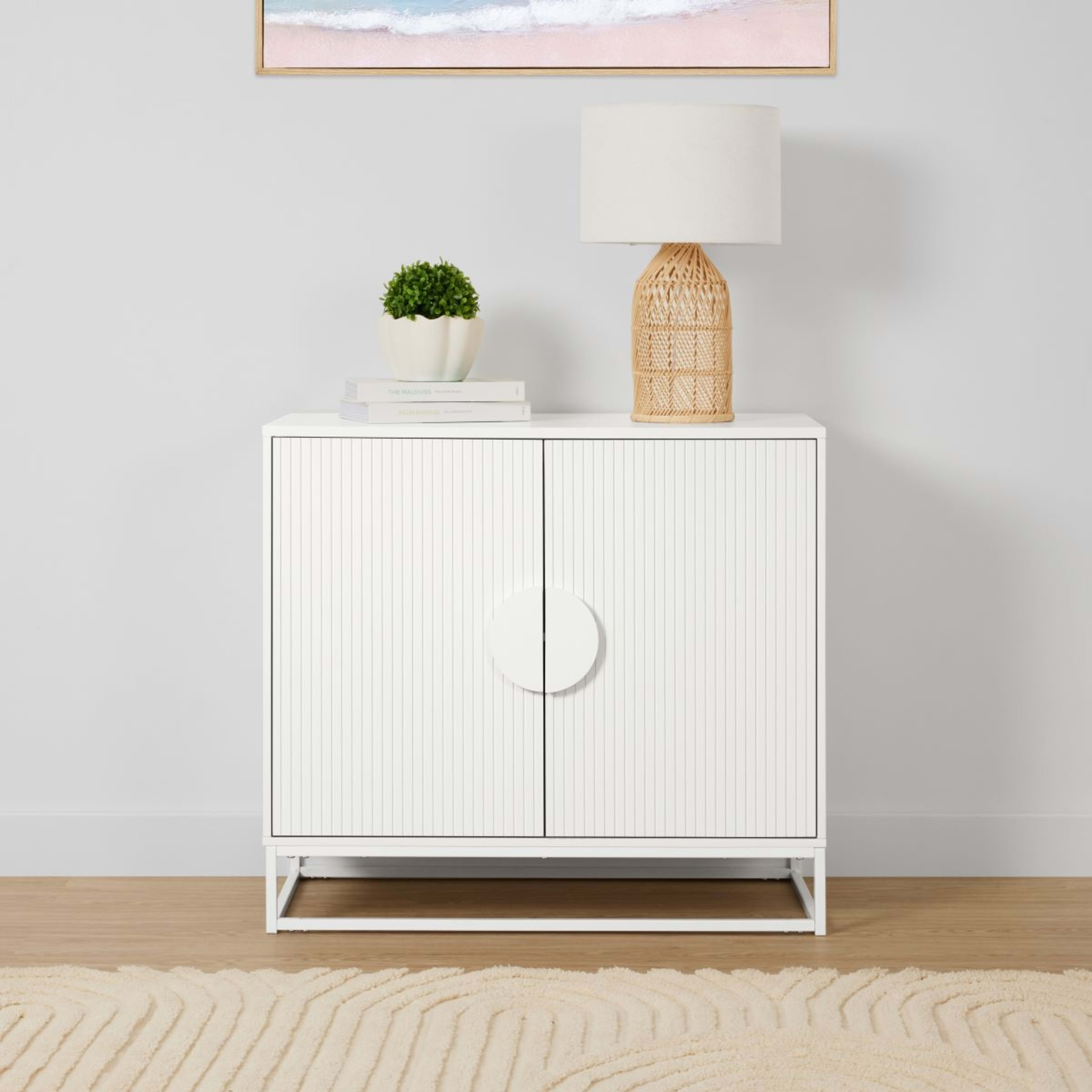 1 Stevie Ribbed Cabinet - White, 1 of 10