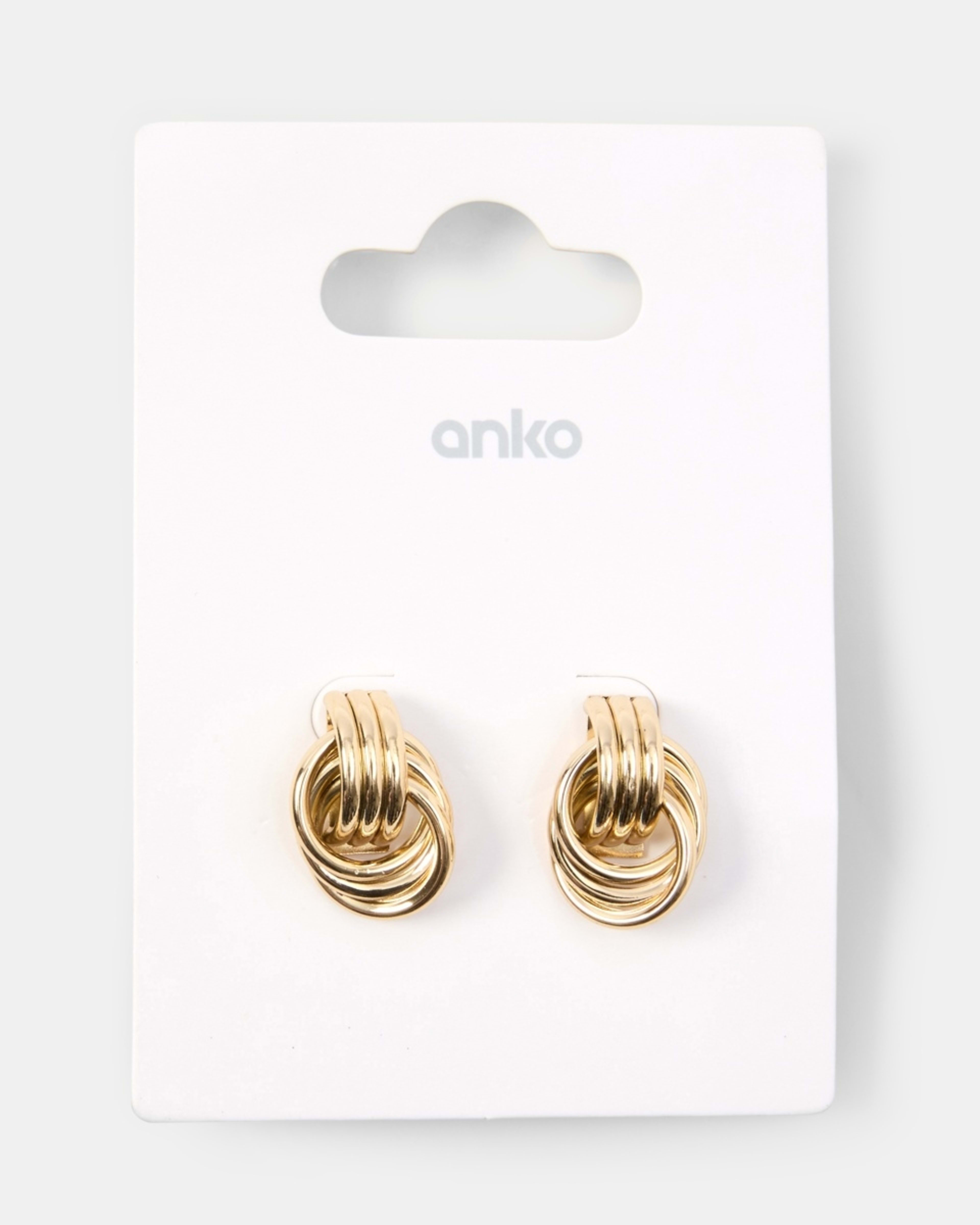 4 Mini Round Doorknocker Earrings - Gold Tone Gold, 4 of 4