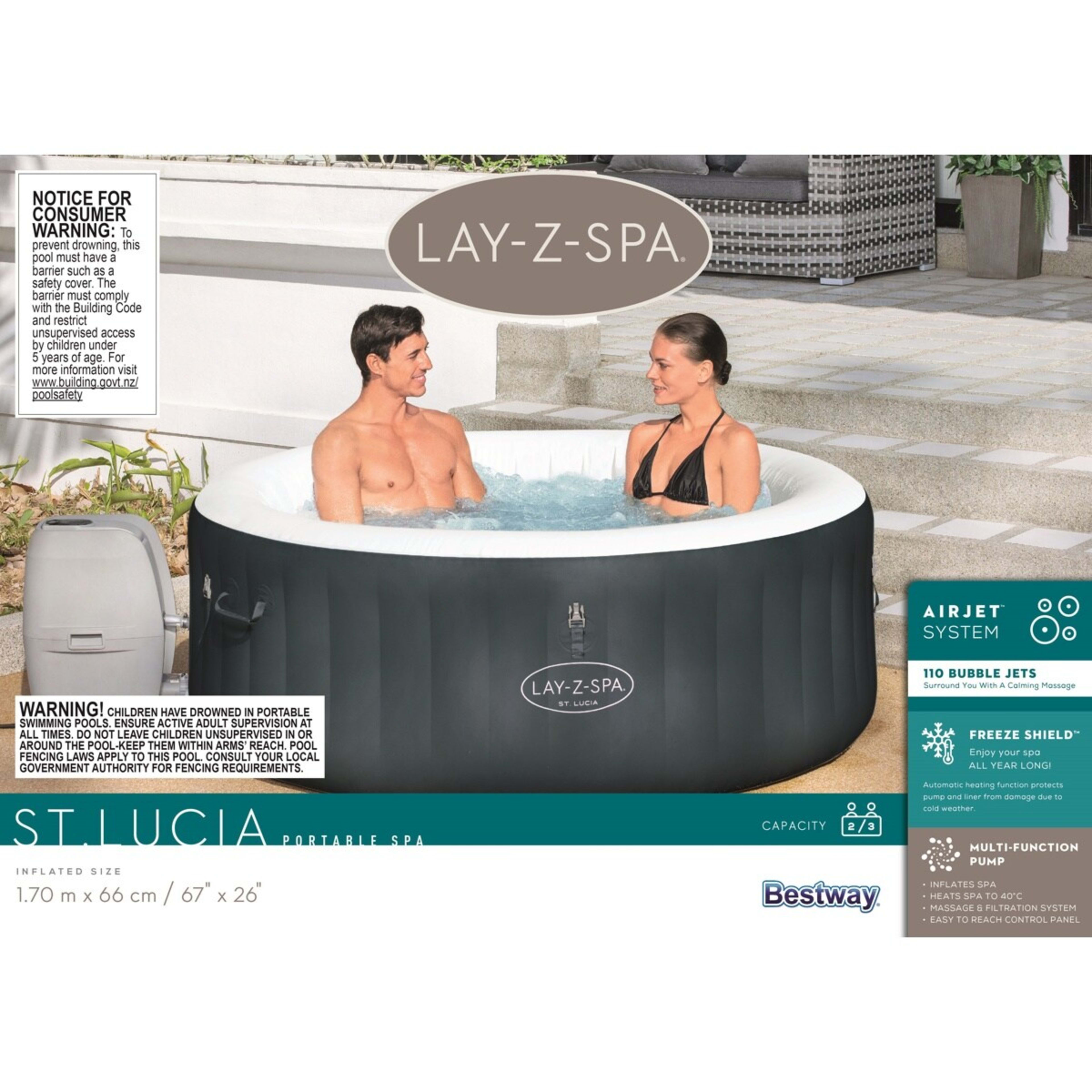 7 Bestway Lay-Z-Spa St. Lucia Inflatable Portable Spa, 7 of 7