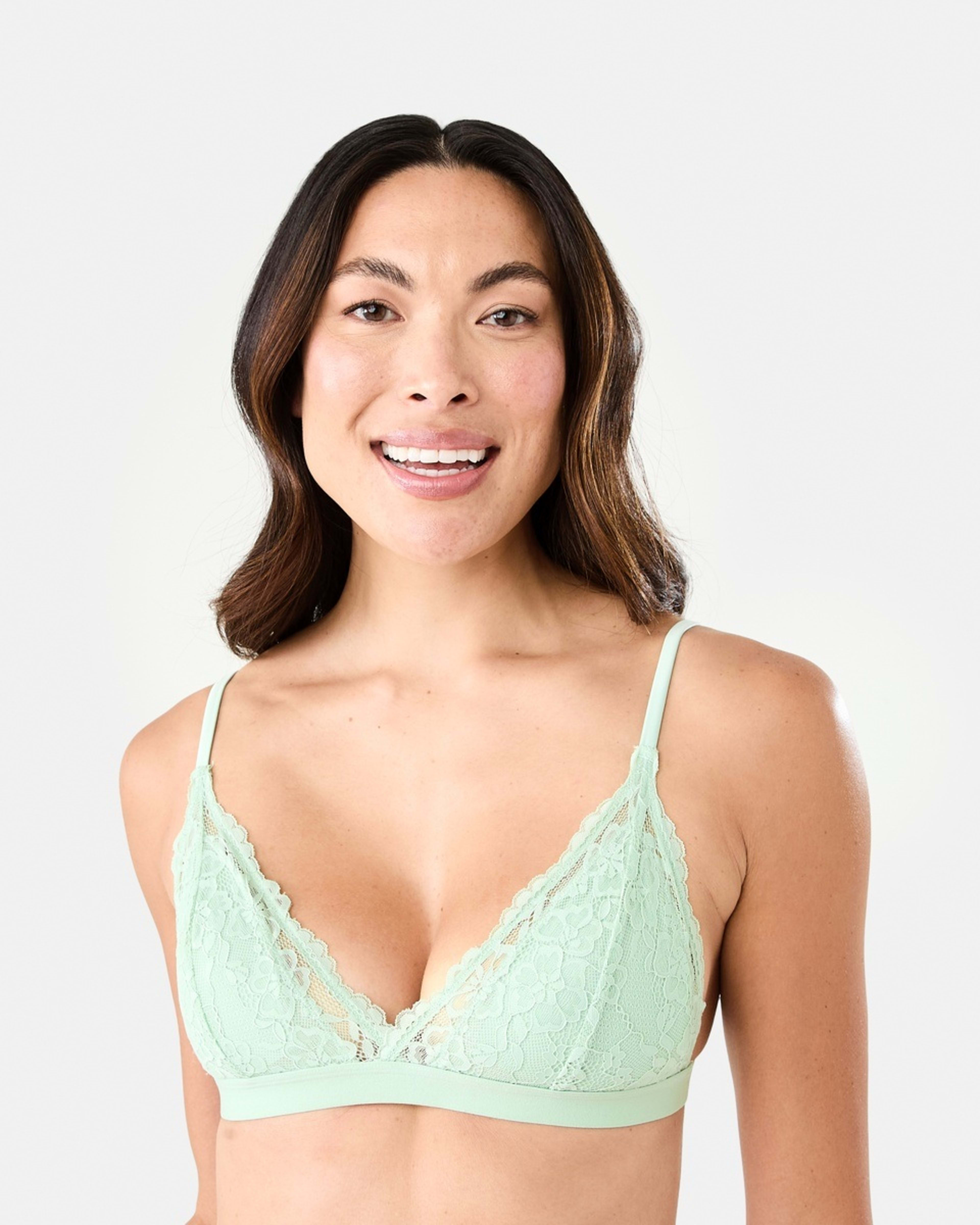 1 Co-ordinated Lace & Satin Bralette Tea Green, 1 of 7