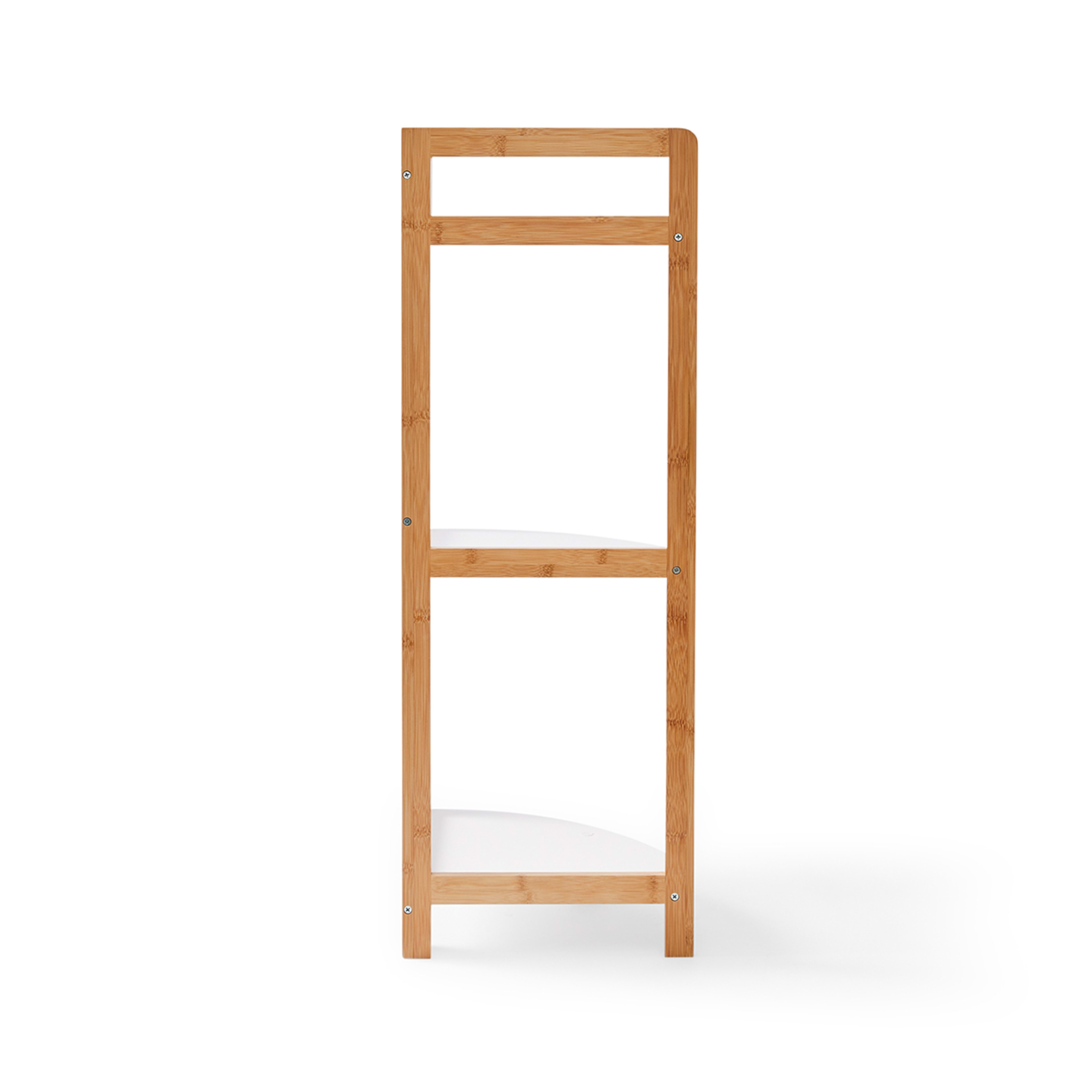 8 Bamboo and White 3 Tier Corner Shelf, 8 of 10