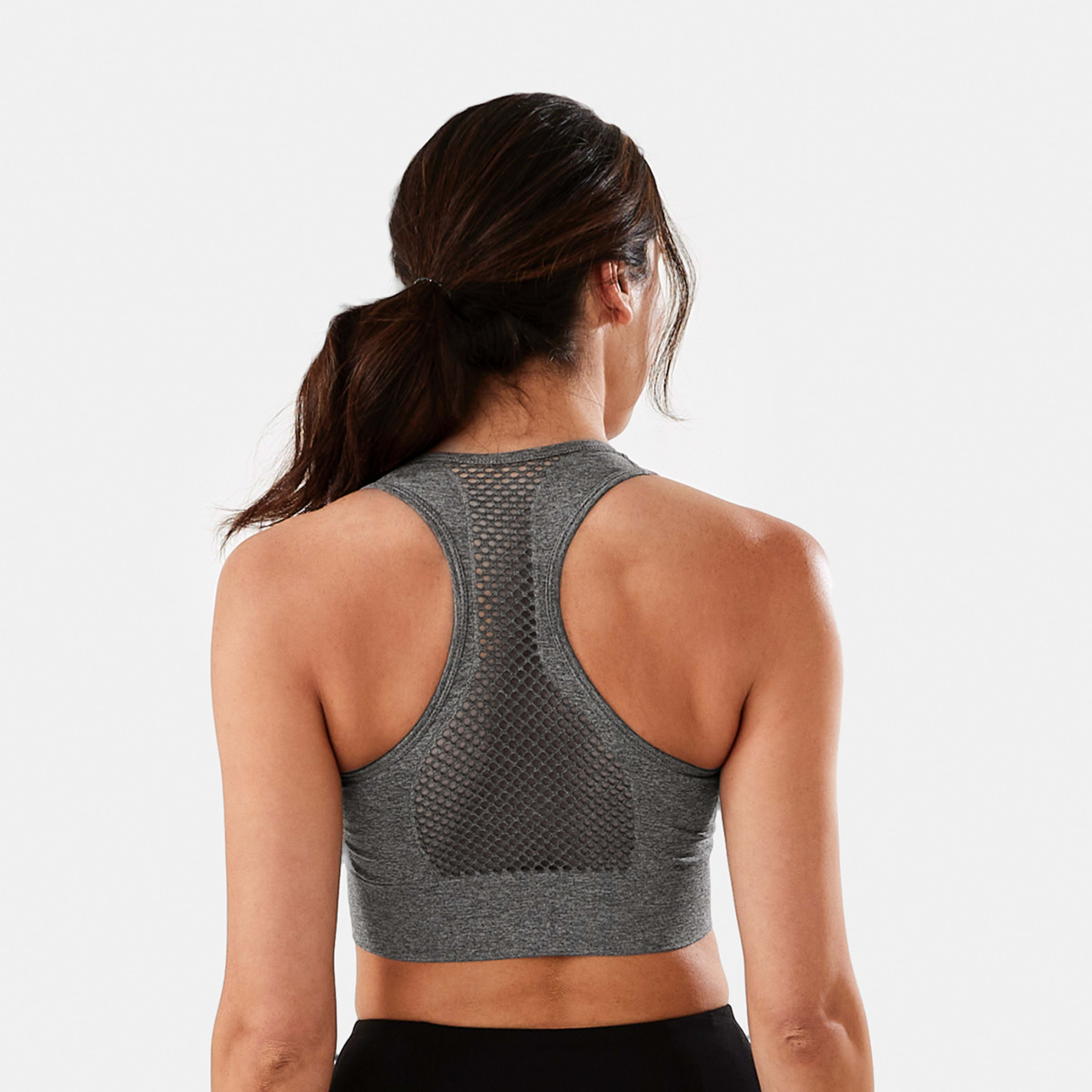 3 Active Womens Low Impact Seamfree Crop Top Soft Grey Marle, 3 of 7