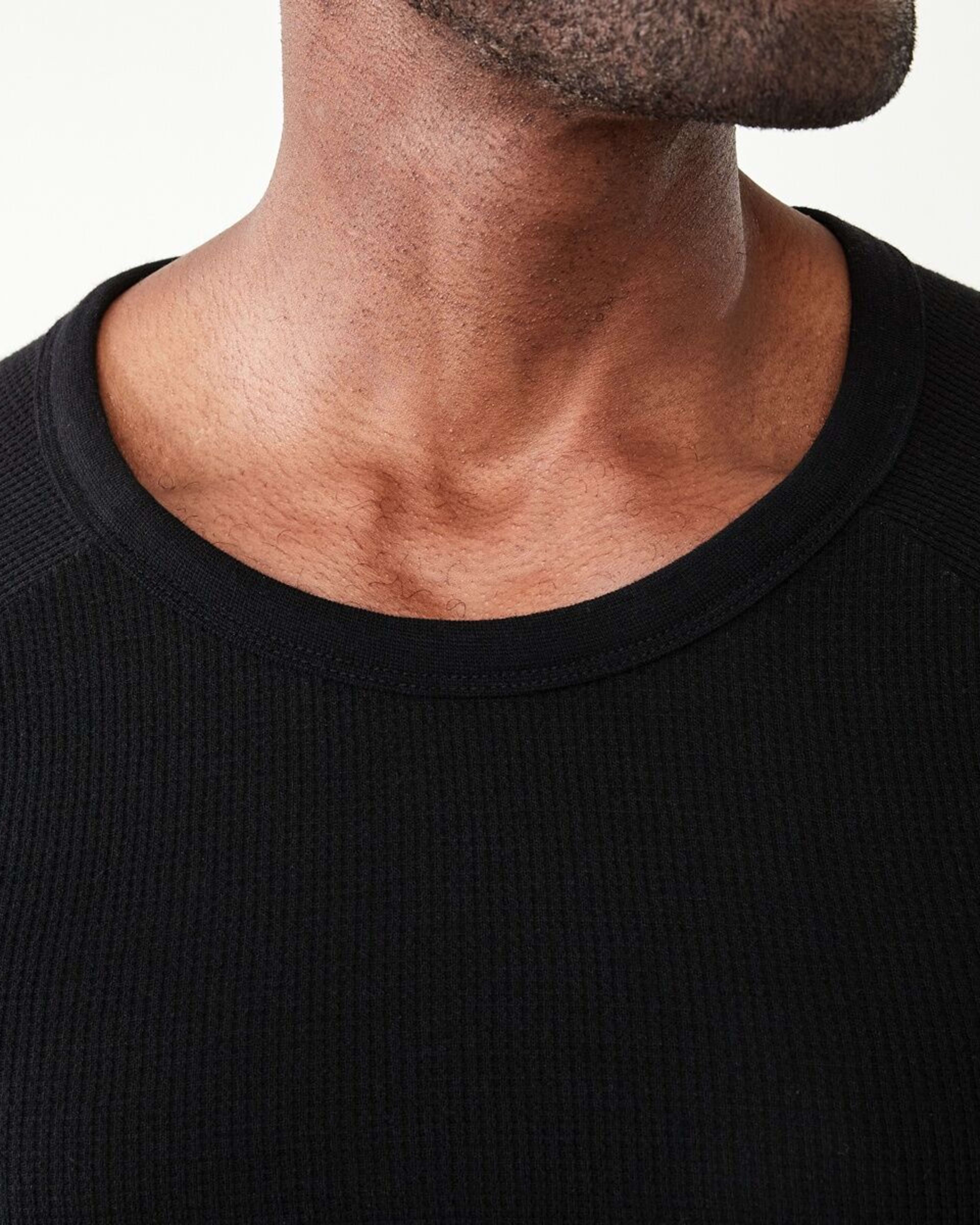 5 Long Sleeve Mini Waffle Thermal Top Black, 5 of 5