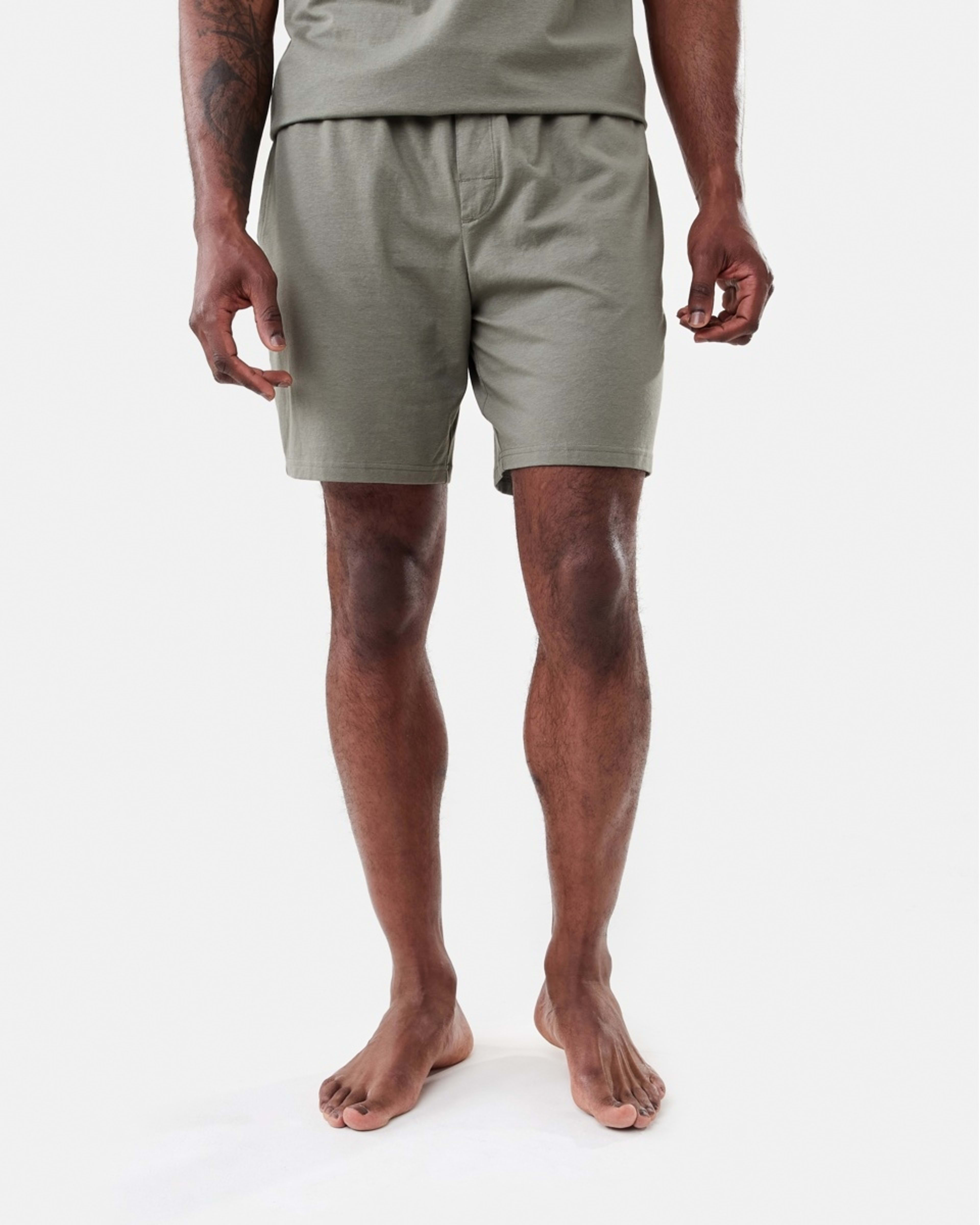 6 Cotton Elastane Sleep Shorts Grn Moss, 6 of 7
