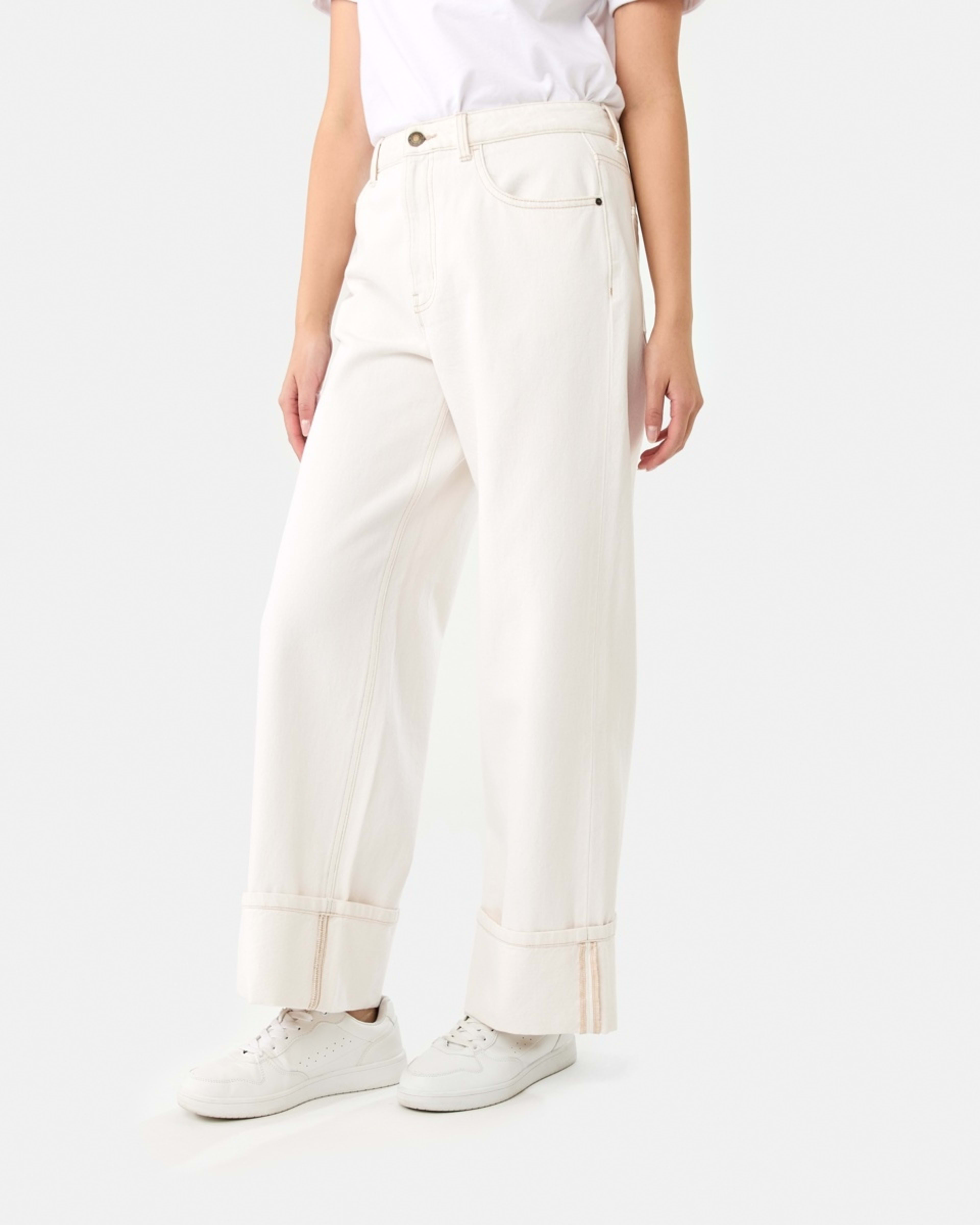 3 Cuffed Hem Jeans Ecru, 3 of 9