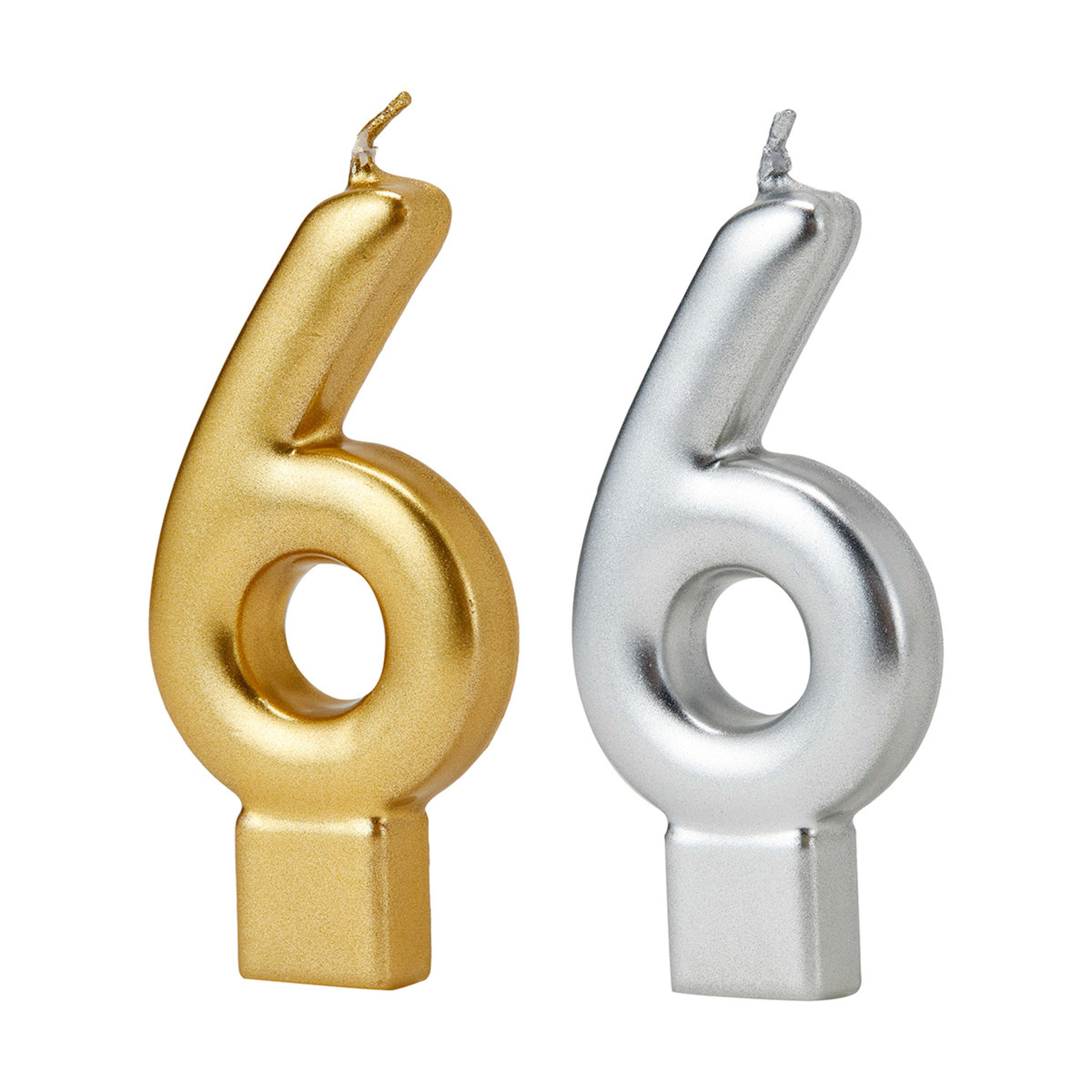 Metallic Candle Number 6 Assorted Kmart