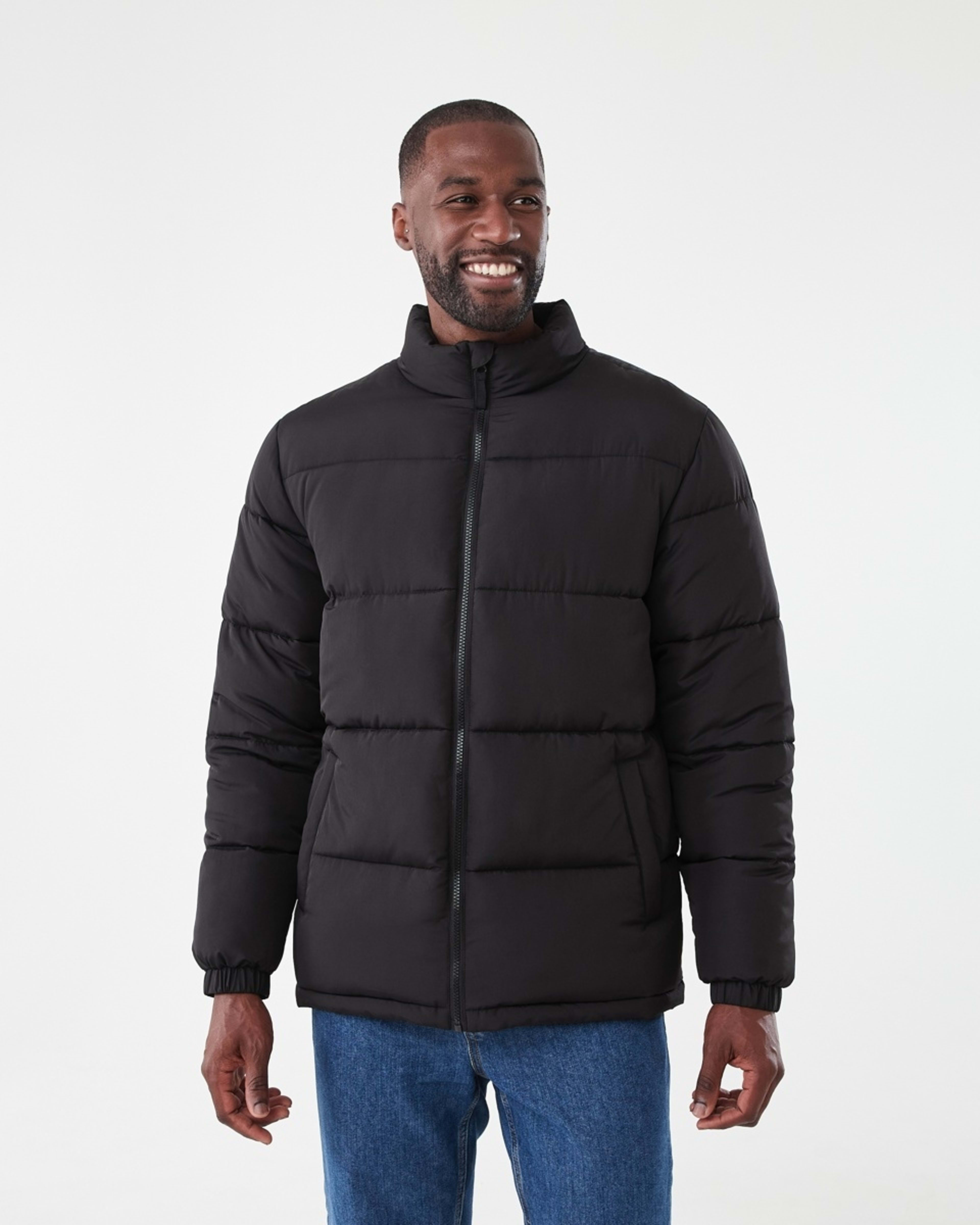 2 Funnel Neck Puffer Jacket Black, 2 of 7