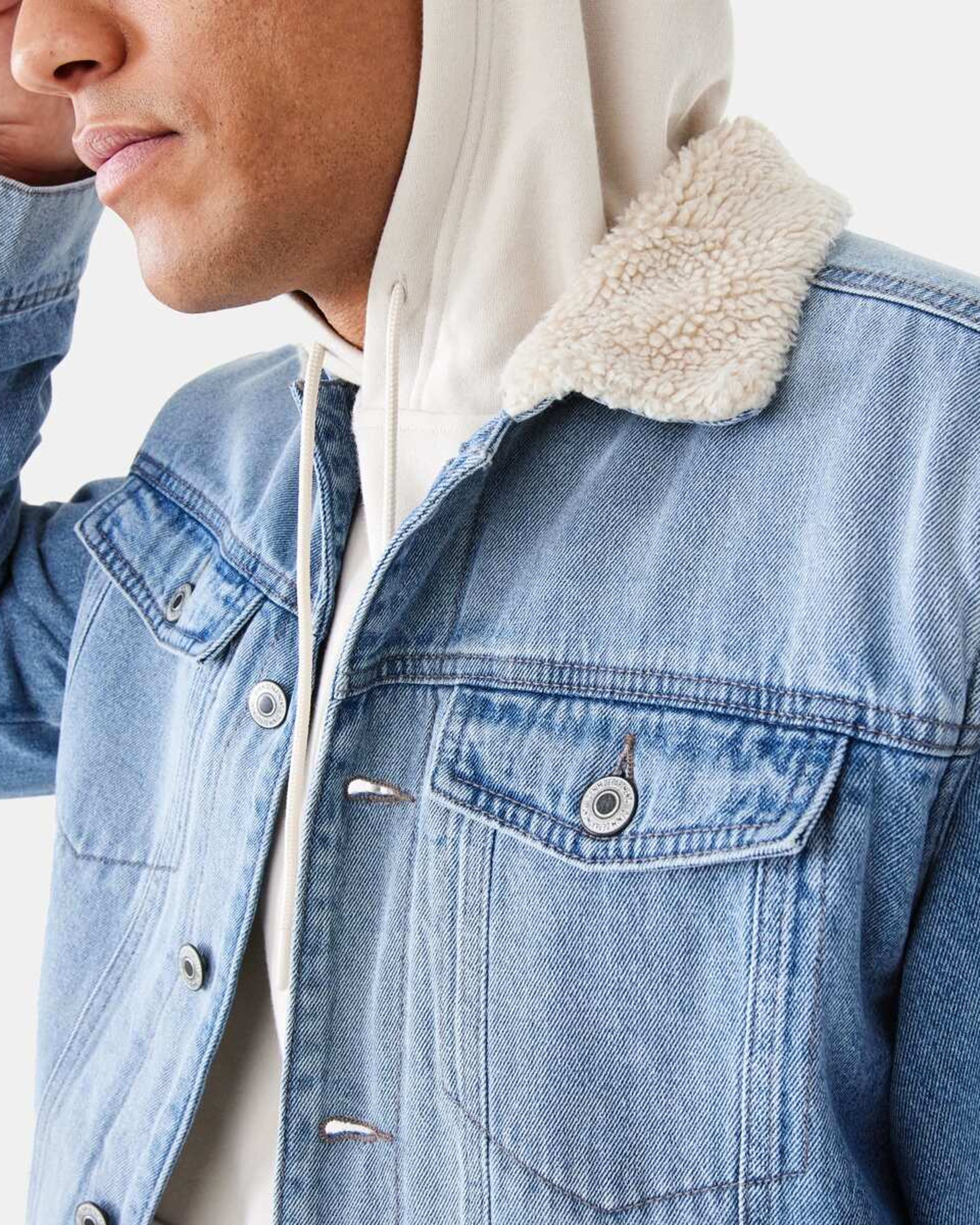 6 Denim Sherpa Jacket Light Wash, 6 of 8