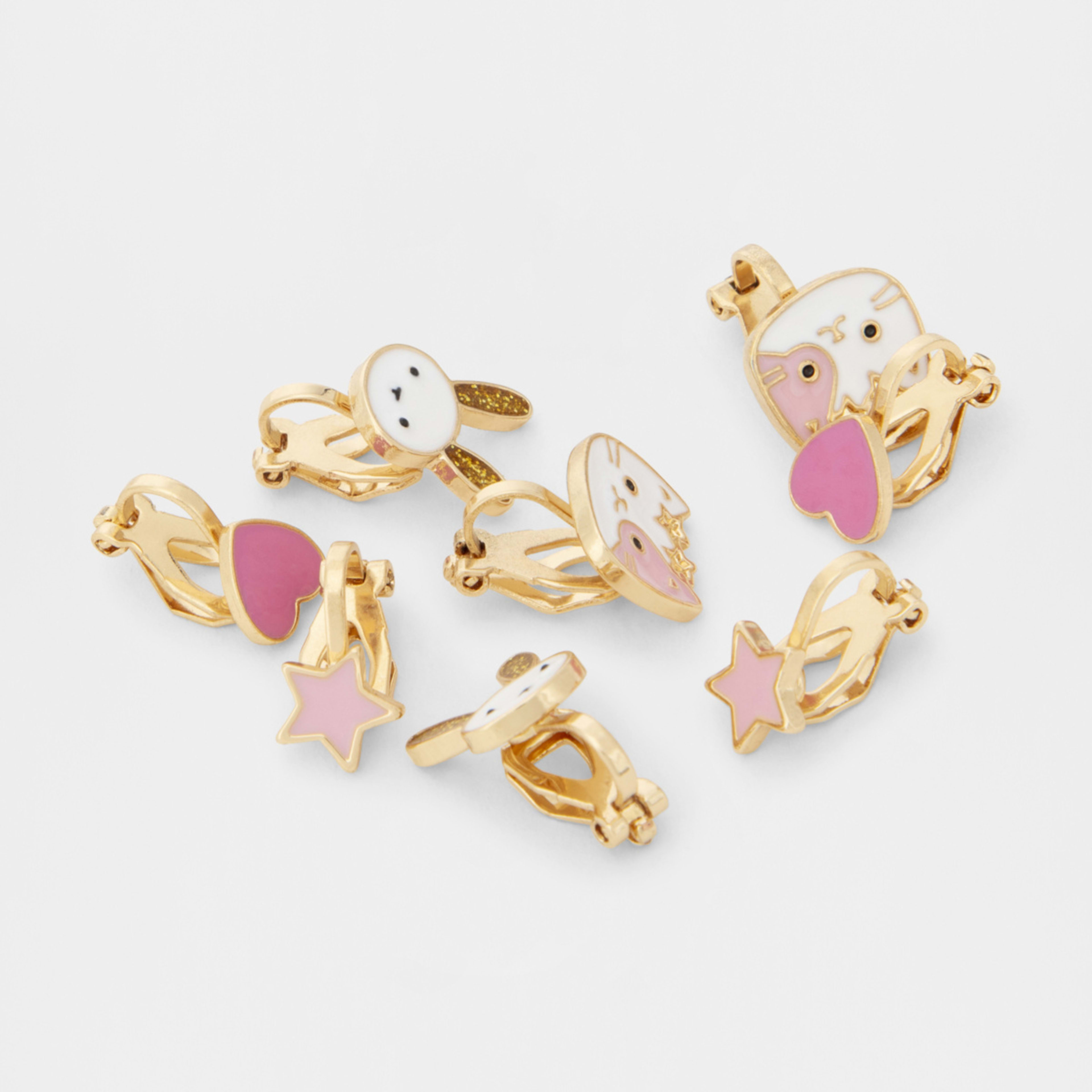 4 Pack Clip On Earrings Cat & Bunny Kmart