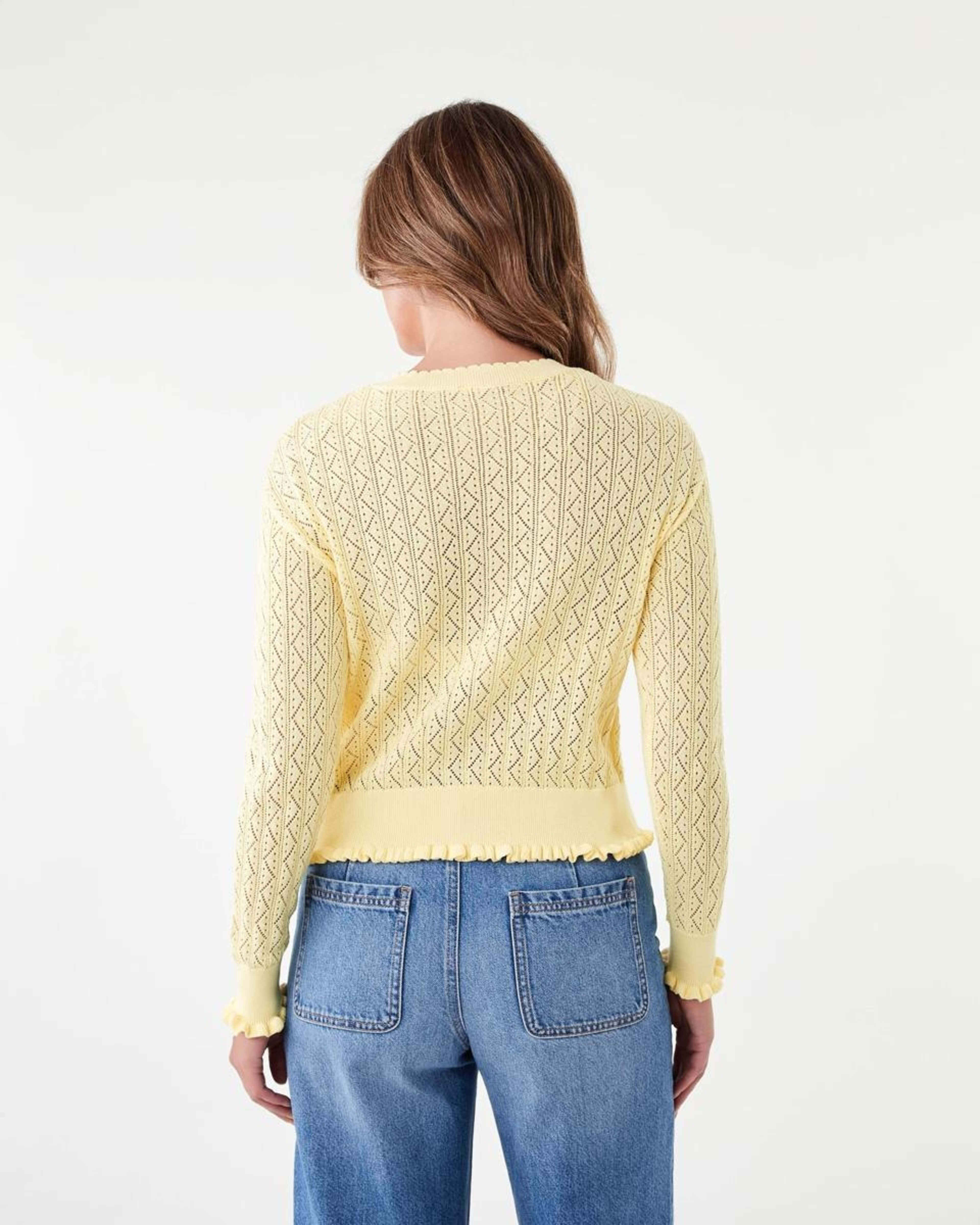 3 Pointelle Cardigan Fln Yellow, 3 of 8