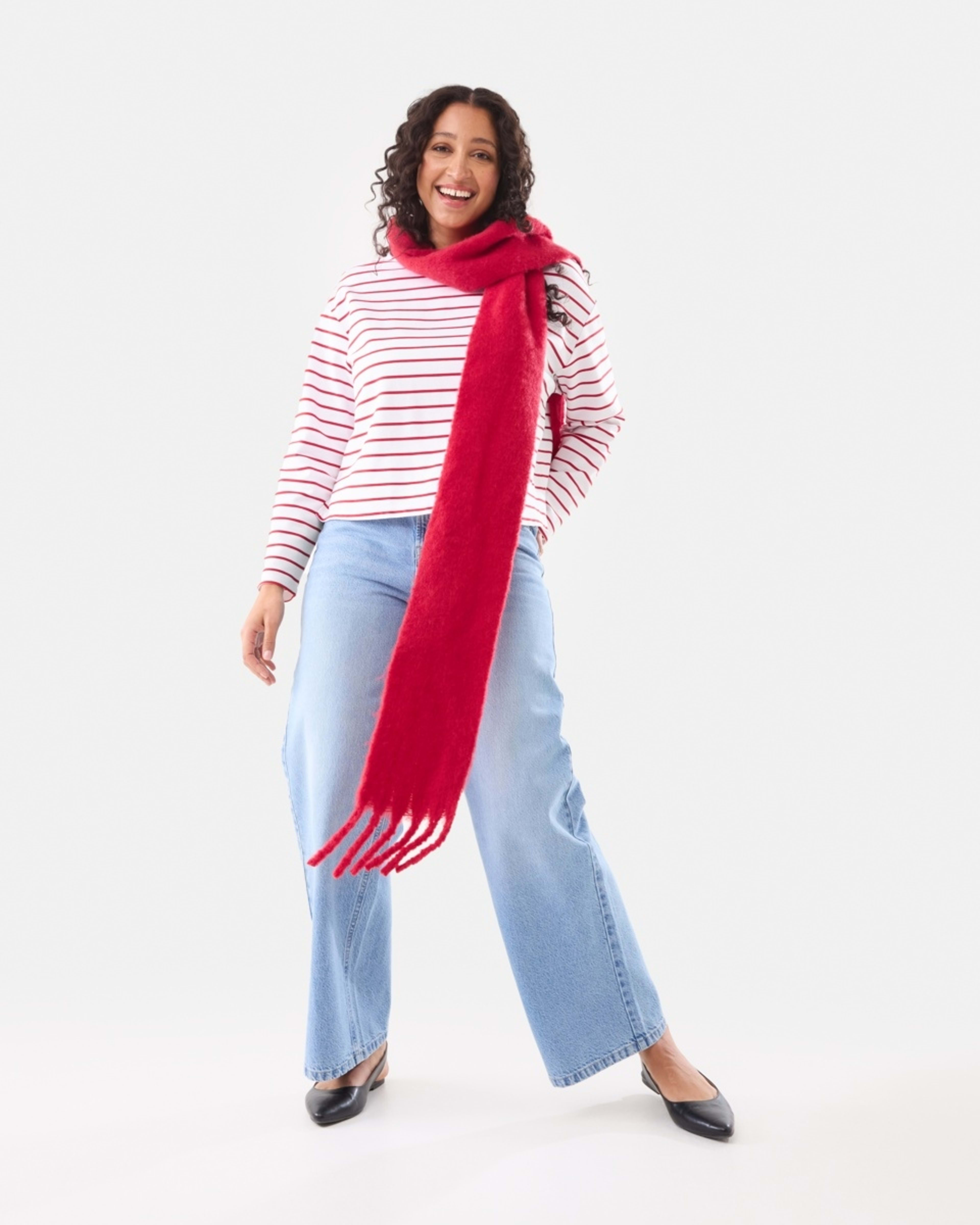 9 Long Sleeve Drop Shoulder T-shirt Red Strp, 9 of 10