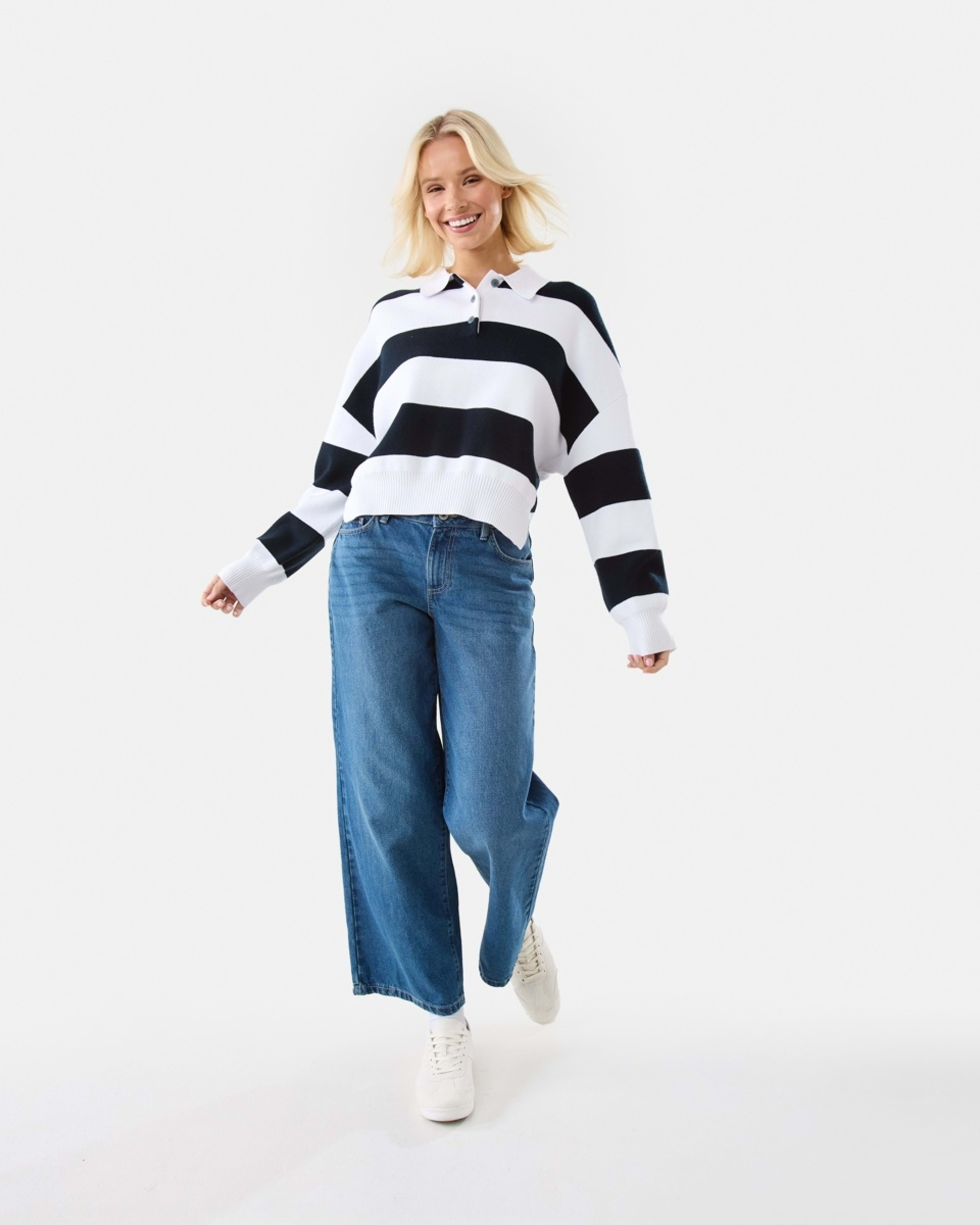 2 Polo Stripe Jumper Navy Strp, 2 of 7