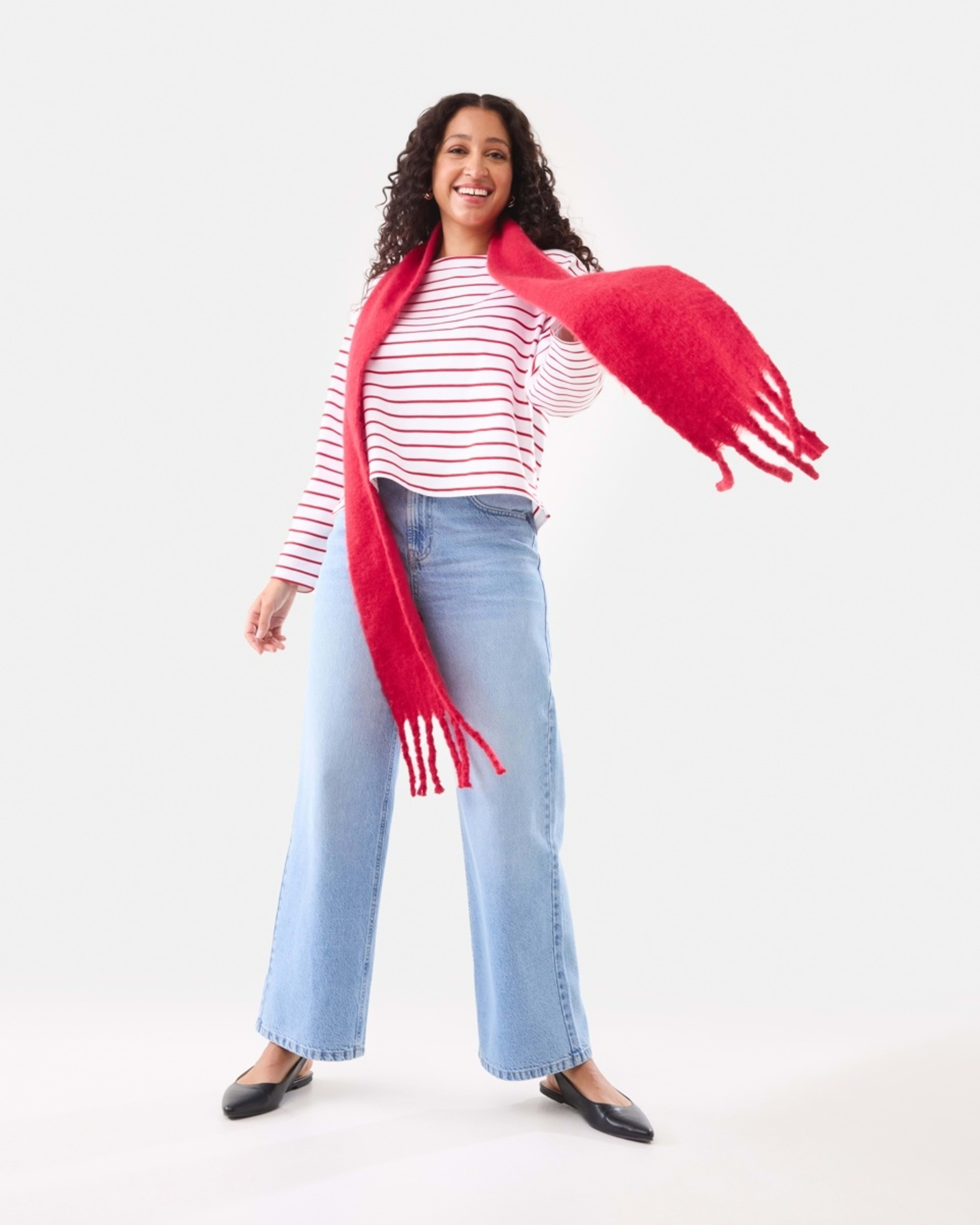 10 Long Sleeve Drop Shoulder T-shirt Red Strp, 10 of 10