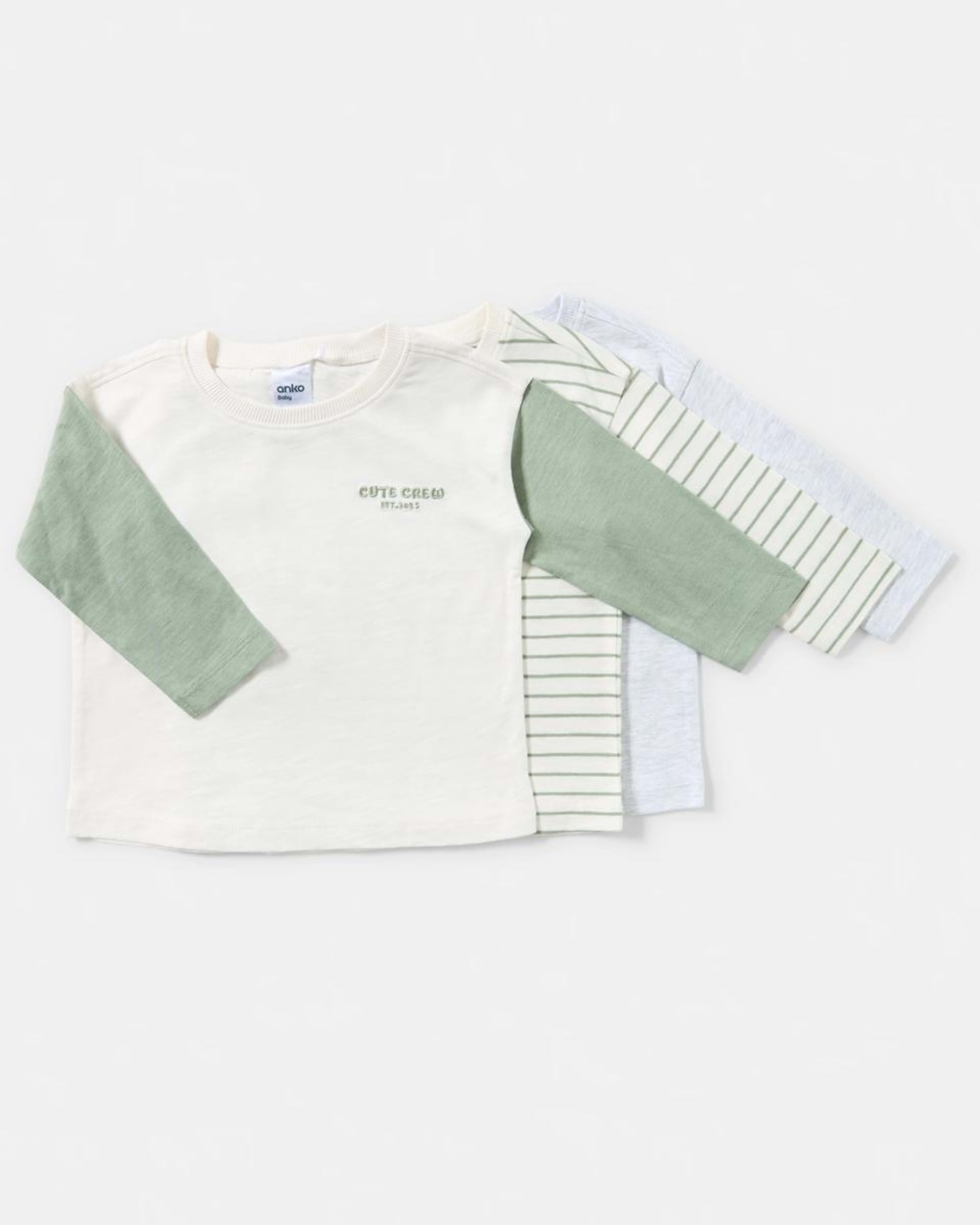 1 3 Pack Long Sleeve T-shirt CUTE CREW