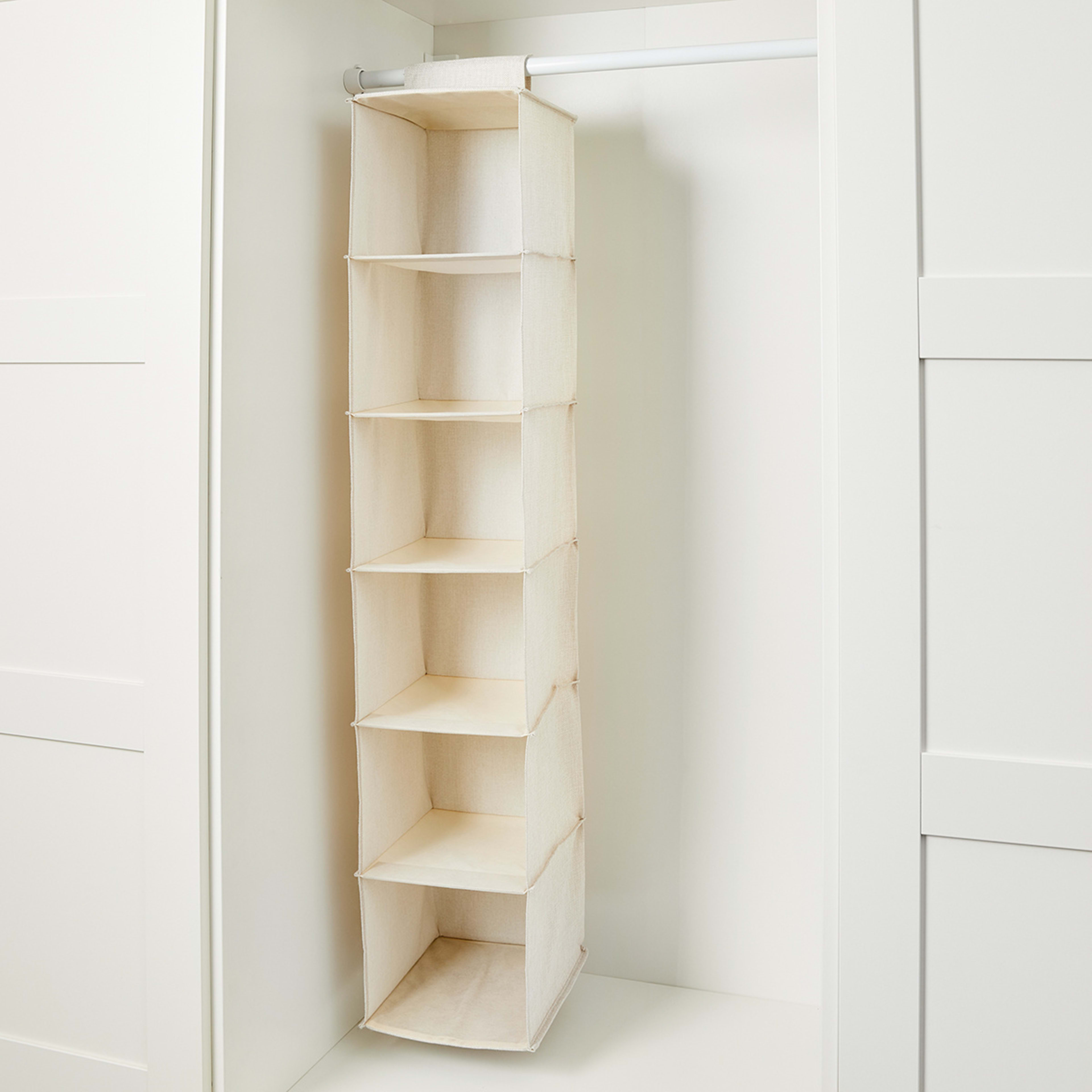 3 6 Shelf Linen Look Hanging Organiser, 3 of 10