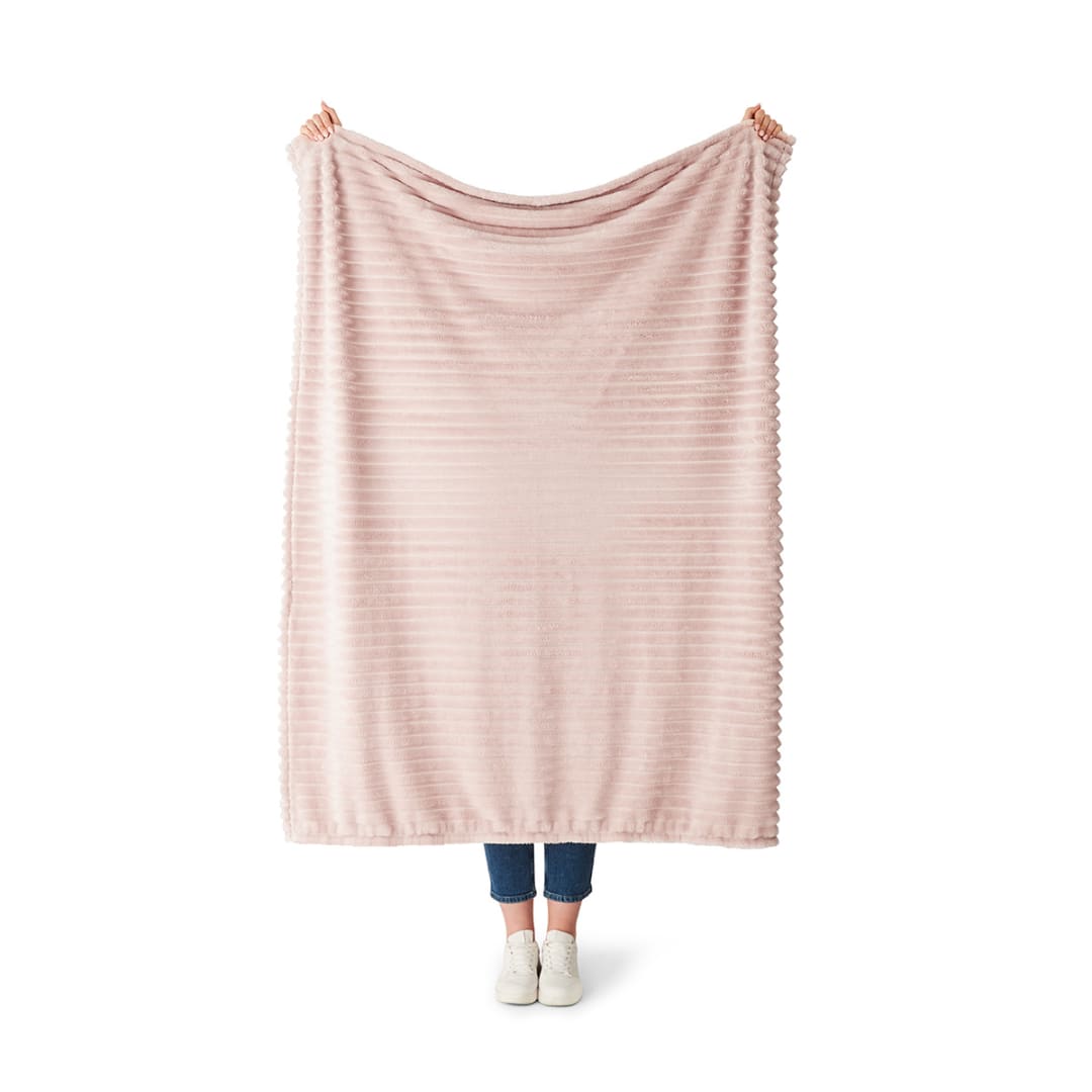 Ribbed Faux Fur Throw Pink Kmart