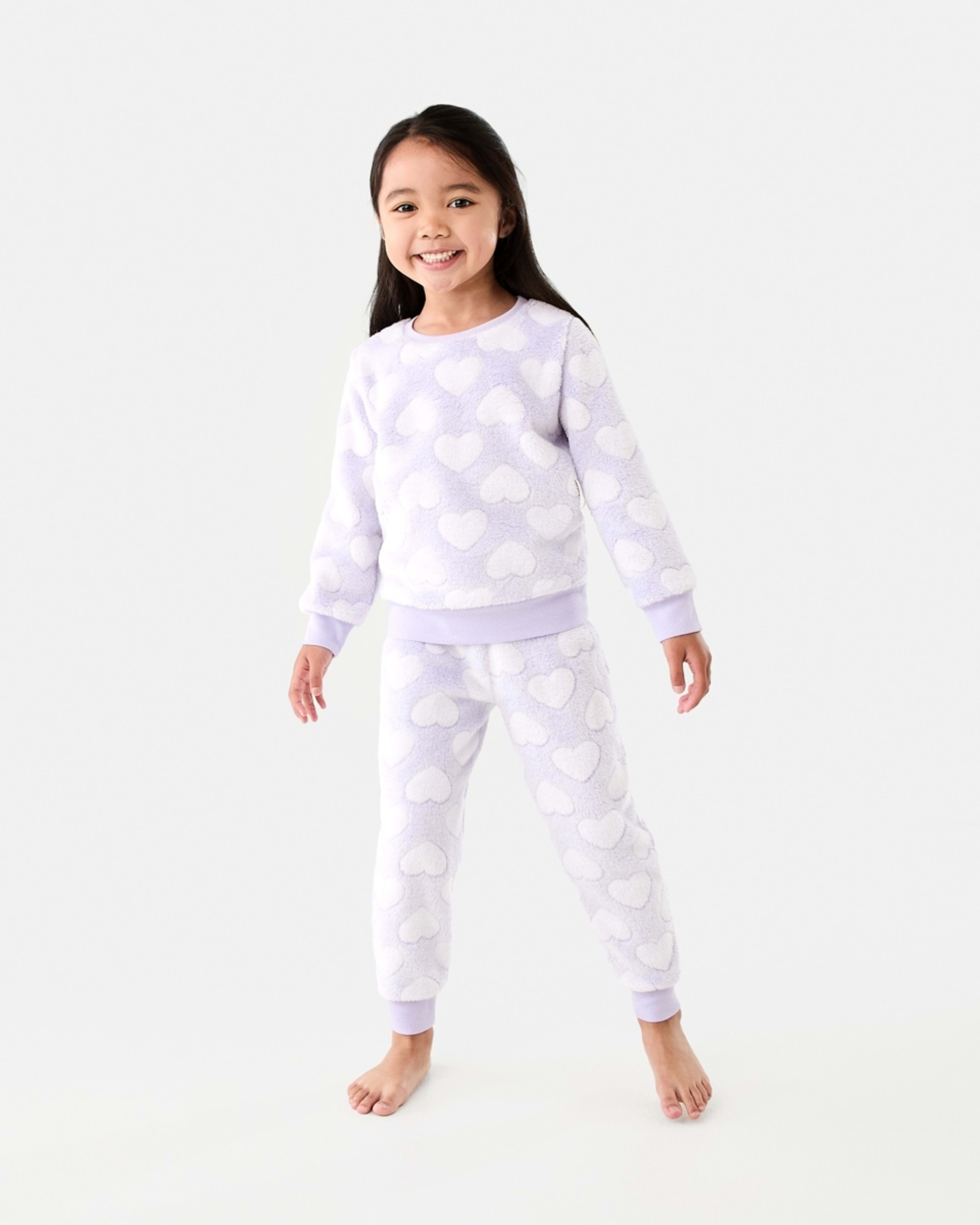 1 Fluffy Pyjama Set Purple Hearts, 1 of 10