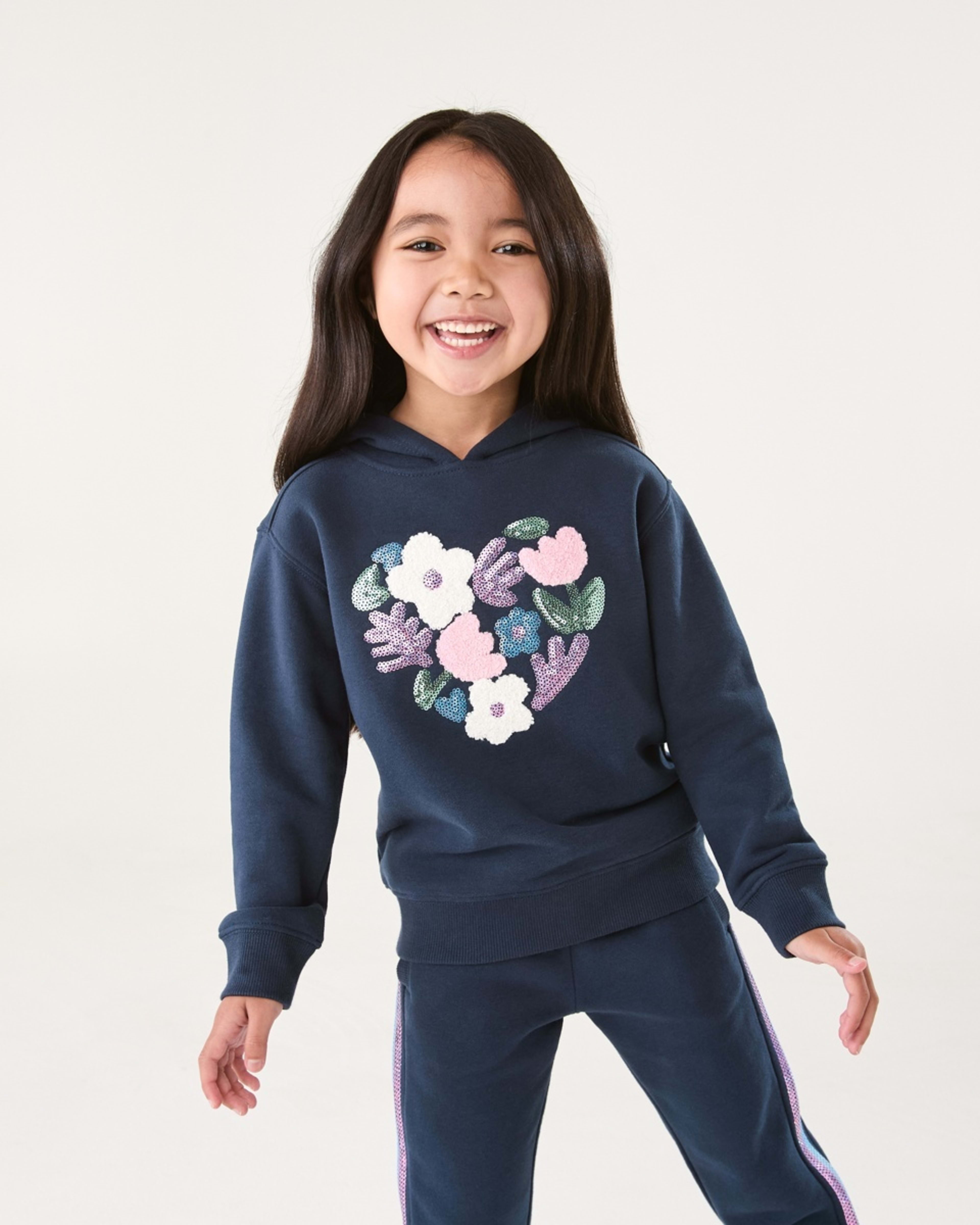 1 Hoodie Floral Heart Garden Dress Blue