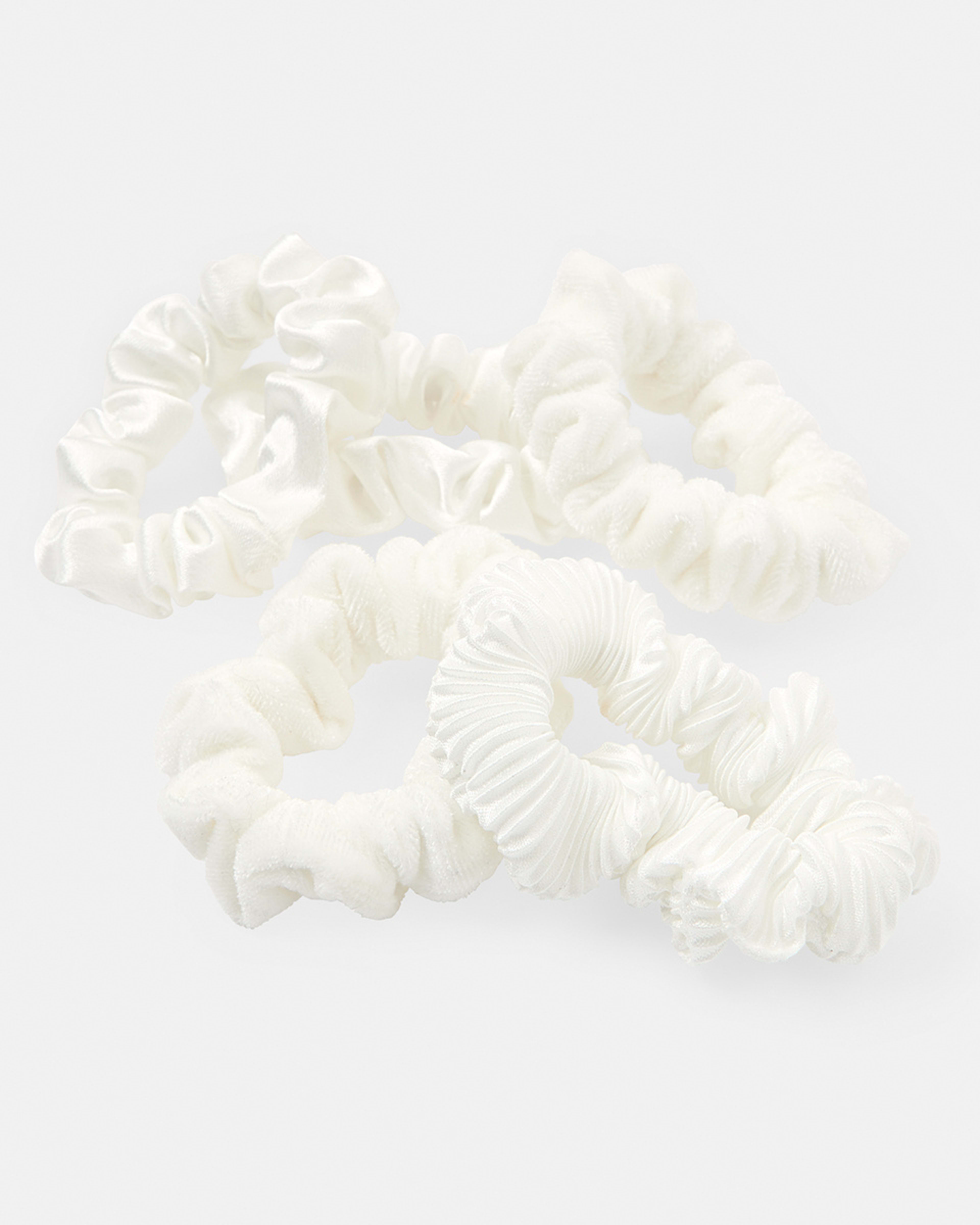 3 5 Pack Mini Textured Hair Scrunchies Acc White, 3 of 5