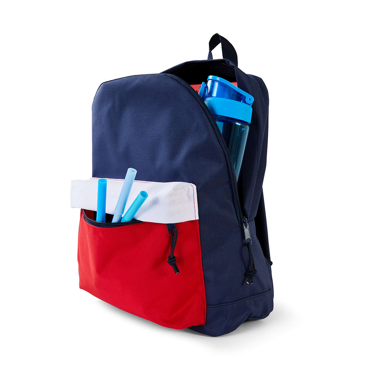 blue and red backpack