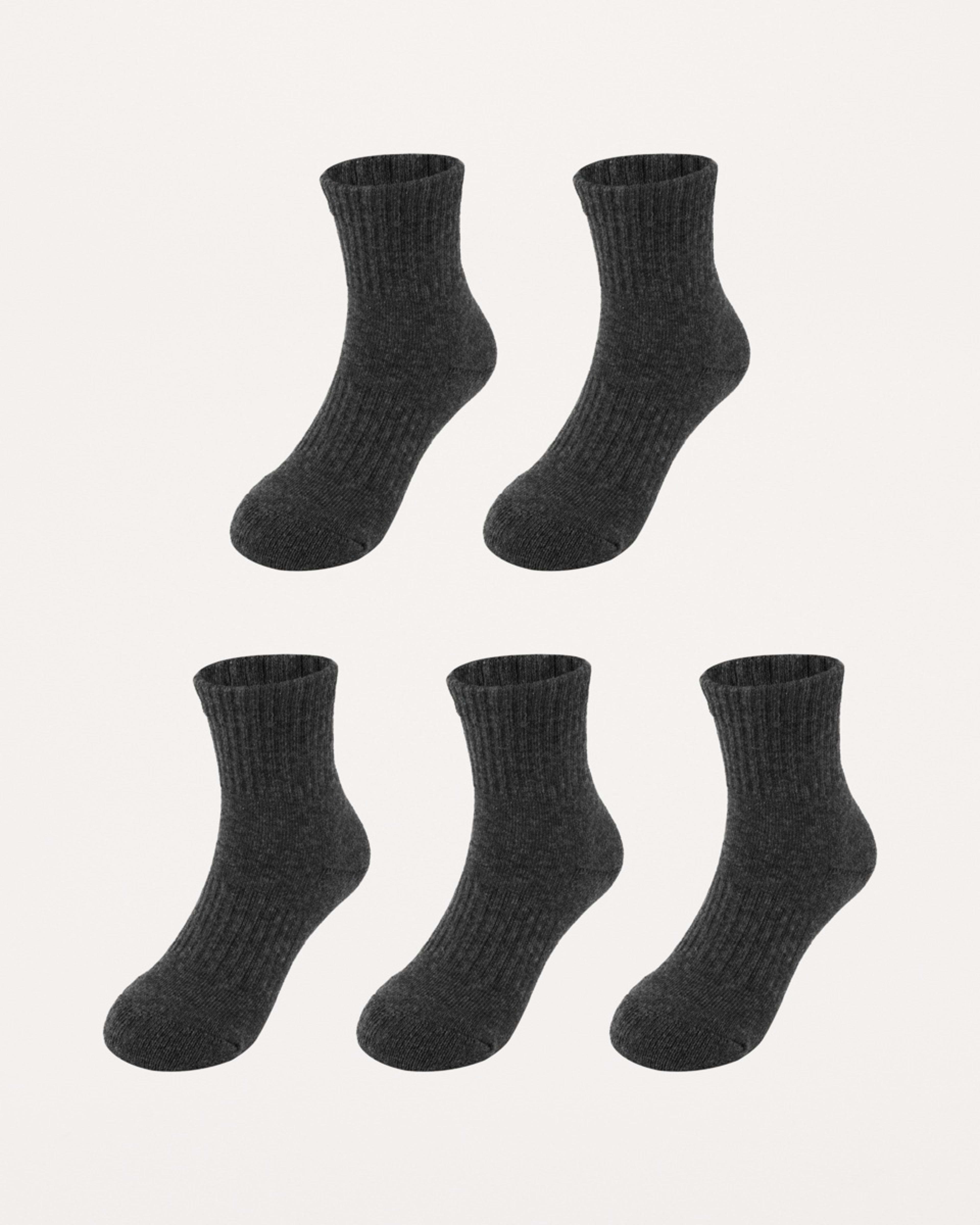 1 5 Pack Ultimate School Quarter Crew Socks CHARCOAL MARLE