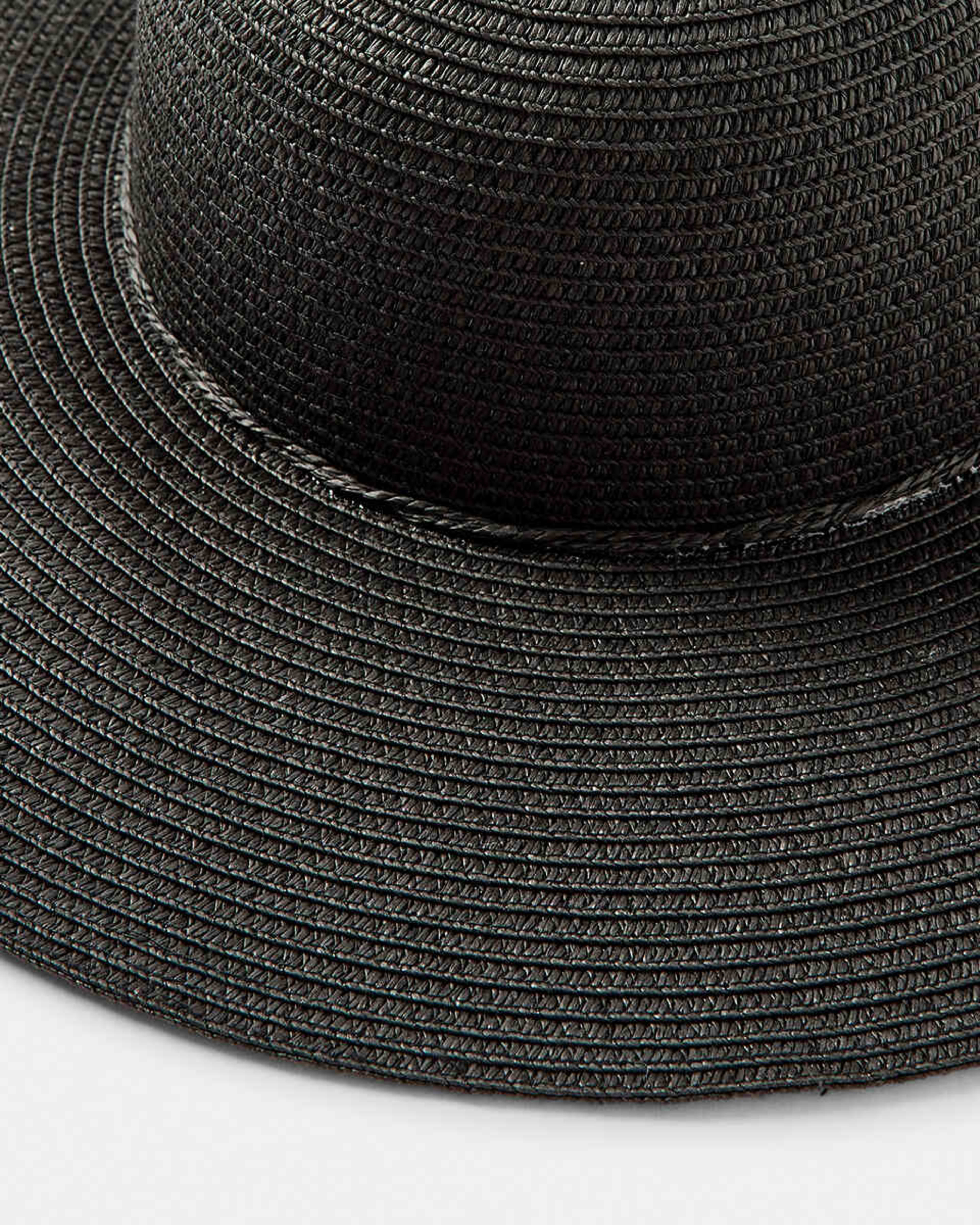 3 Ribbon Trim Wide Brim Hat Black, 3 of 4