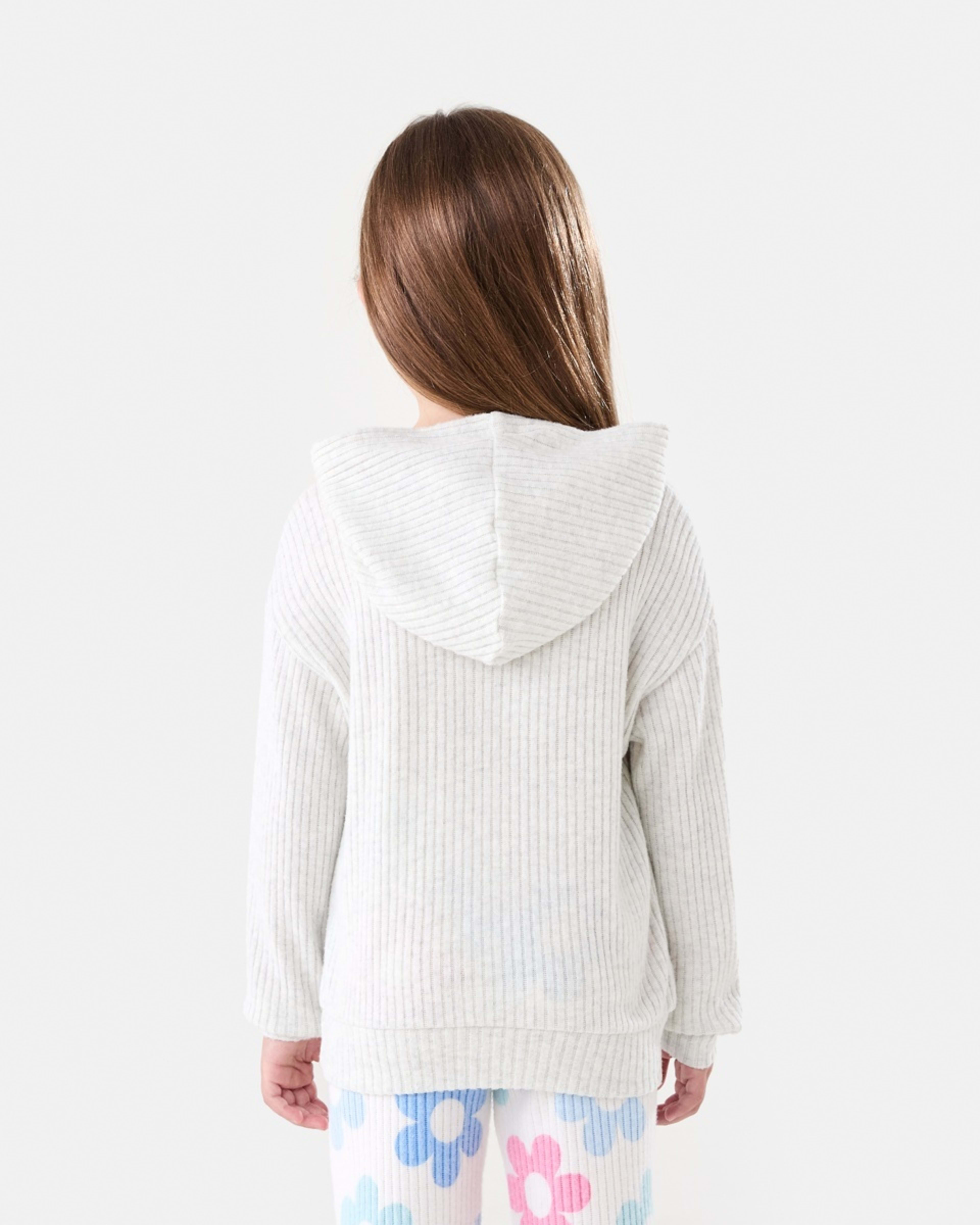 2 Brushed Hooded T-shirt Wht Marle, 2 of 8