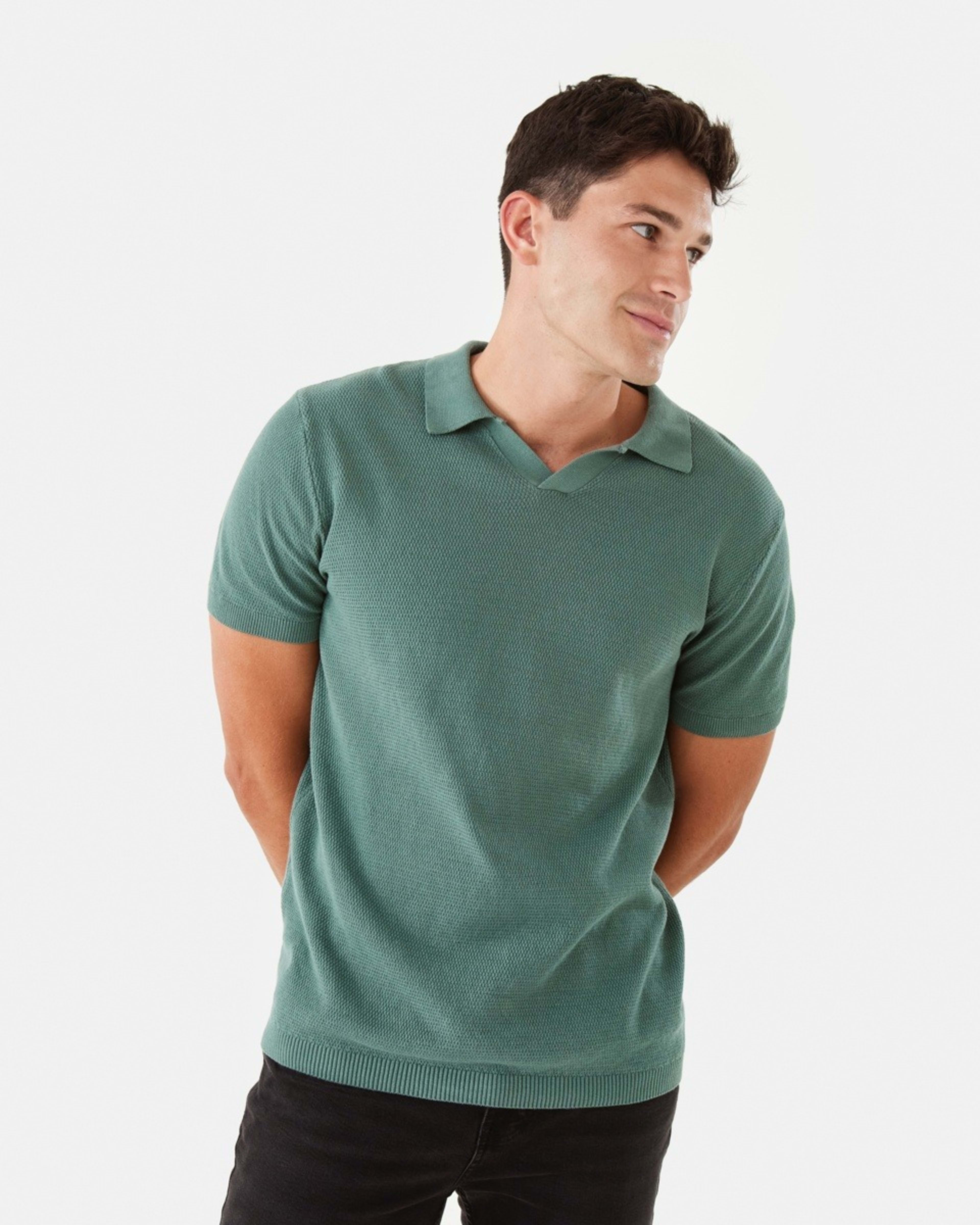 1 Knit Polo Shirt Grn Pines, 1 of 6