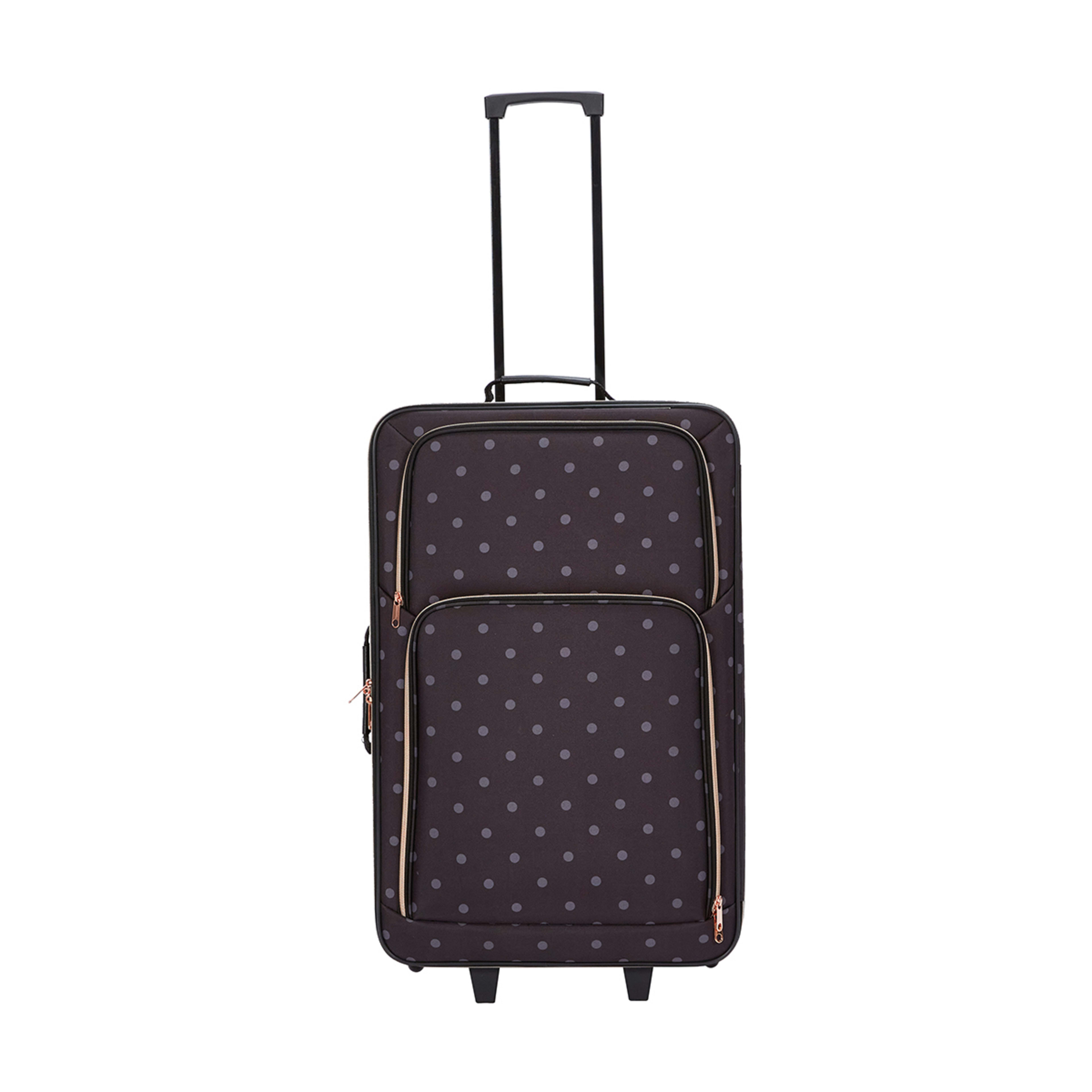 5 4 Piece Polka Dot Soft Case Luggage Set - Black, 5 of 10