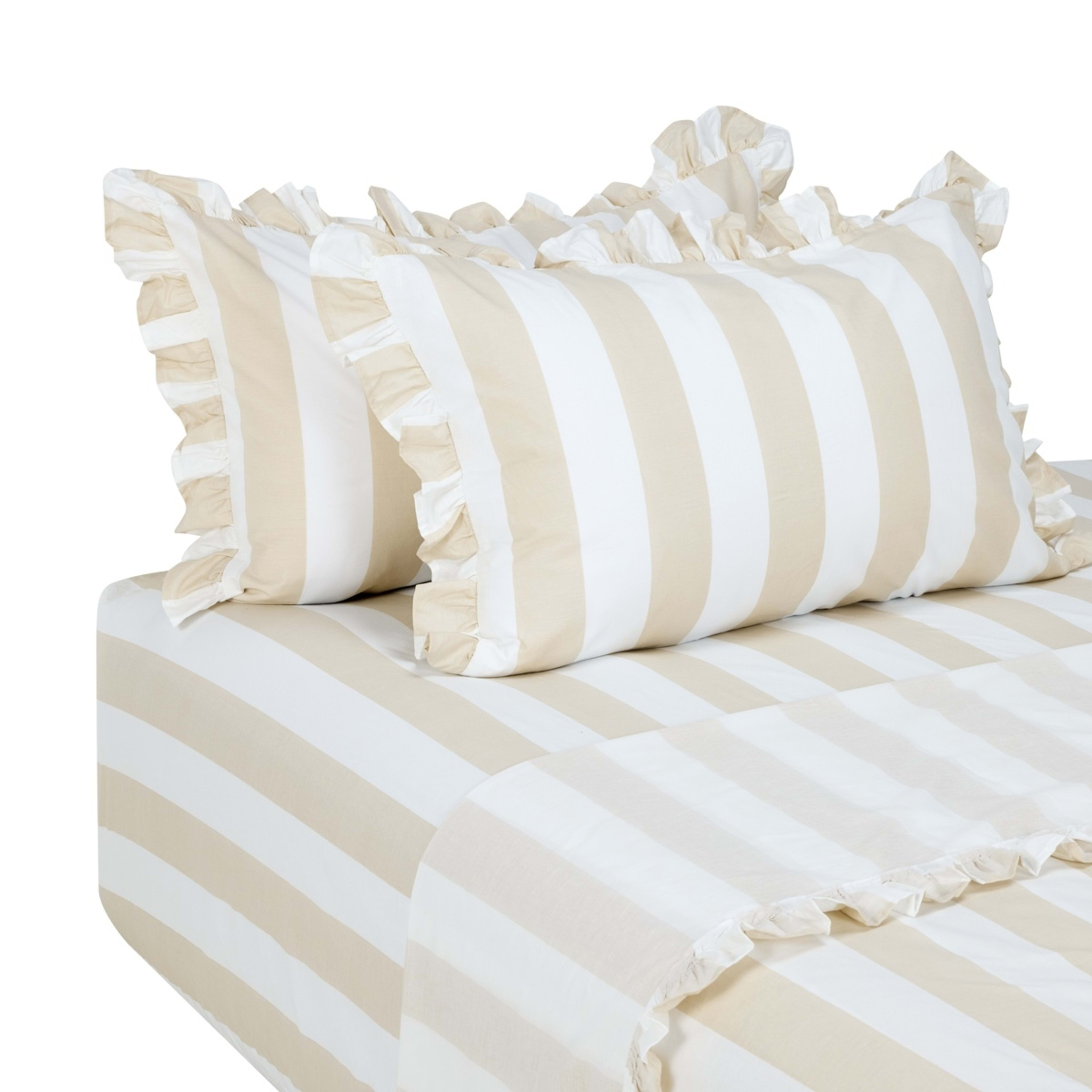 5 250 Thread Count Ruffle Cotton Sheet Set - Double Bed, Sand, 5 of 7